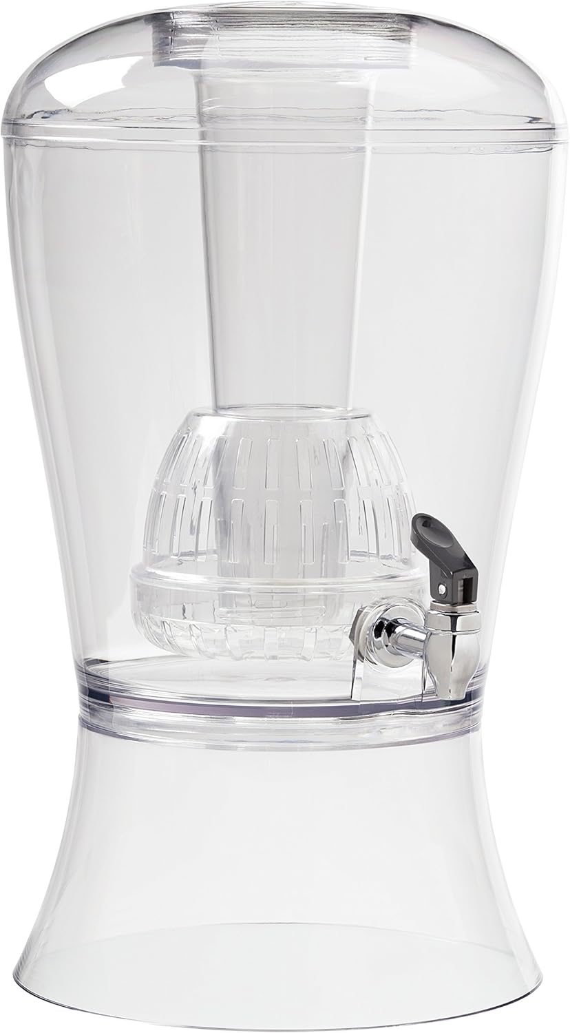 CreativeWare Beverage Dispenser with Ice Cylinder and Fruit Infuser, 3 Gallon, Clear