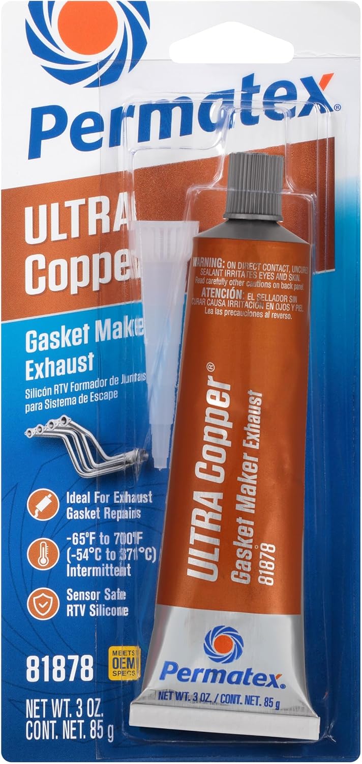 Permatex 81878 Ultra Copper Maximum Temperature RTV Silicone Gasket Maker, 3 oz. Tube