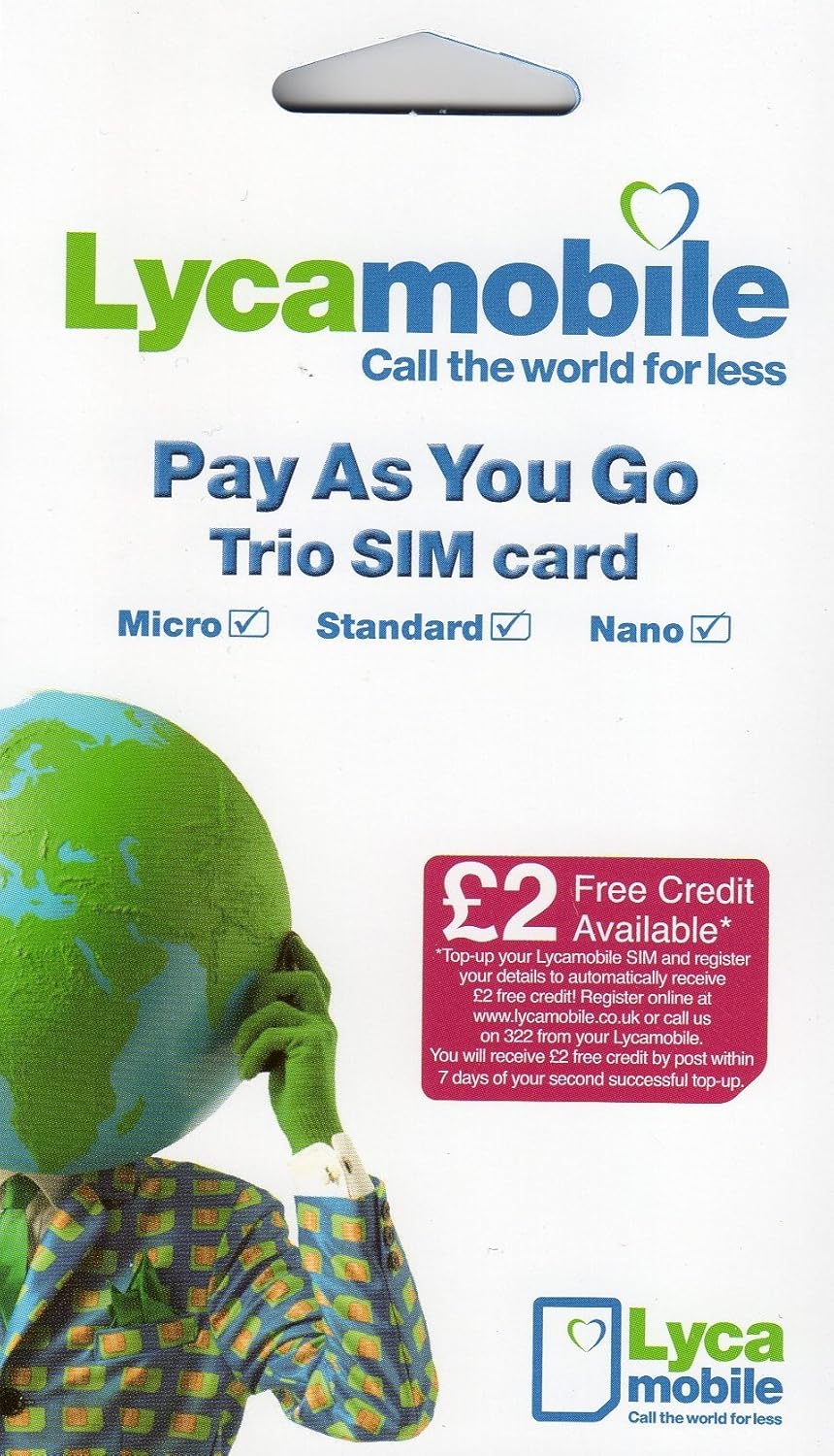 5 X Lyca Network,Pay As You Go Simcard,Sealed.
