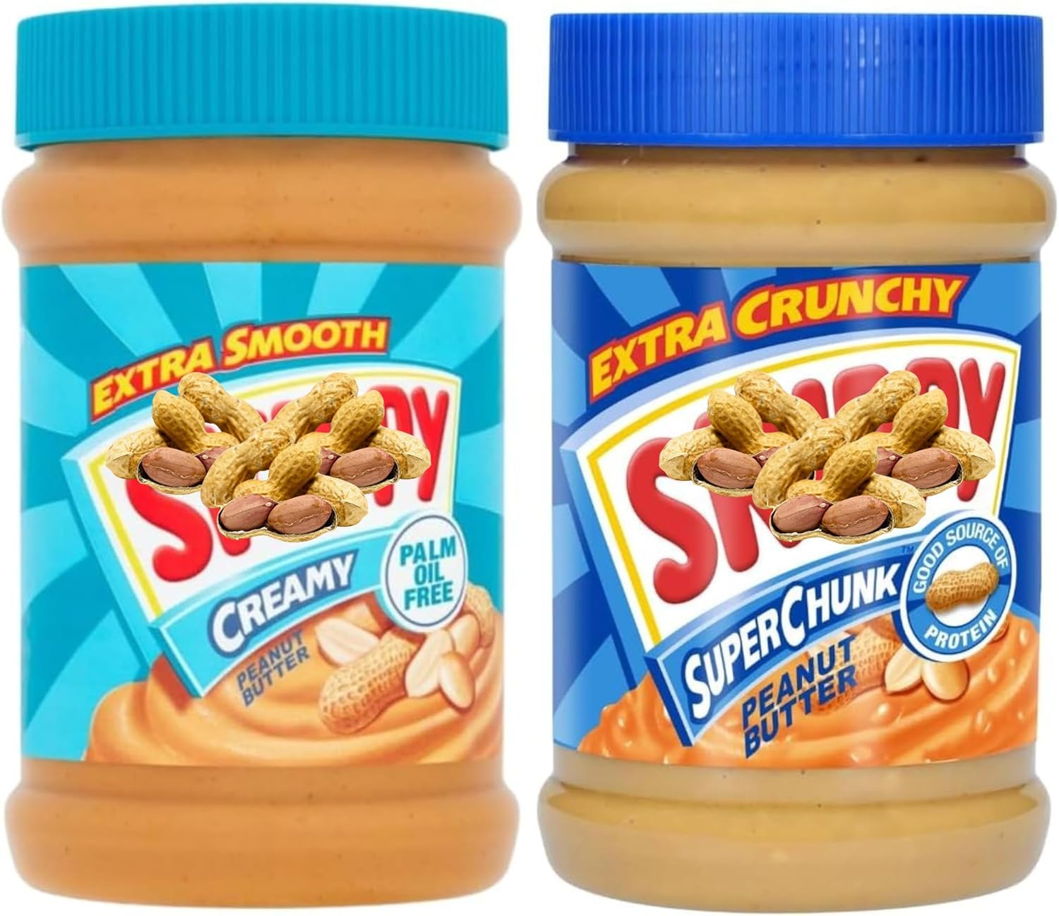 Peanut Butter Spread Bundle With Skippy Crunchy Peanut Butter 454g and Smooth Variety 454g (2 Pack)