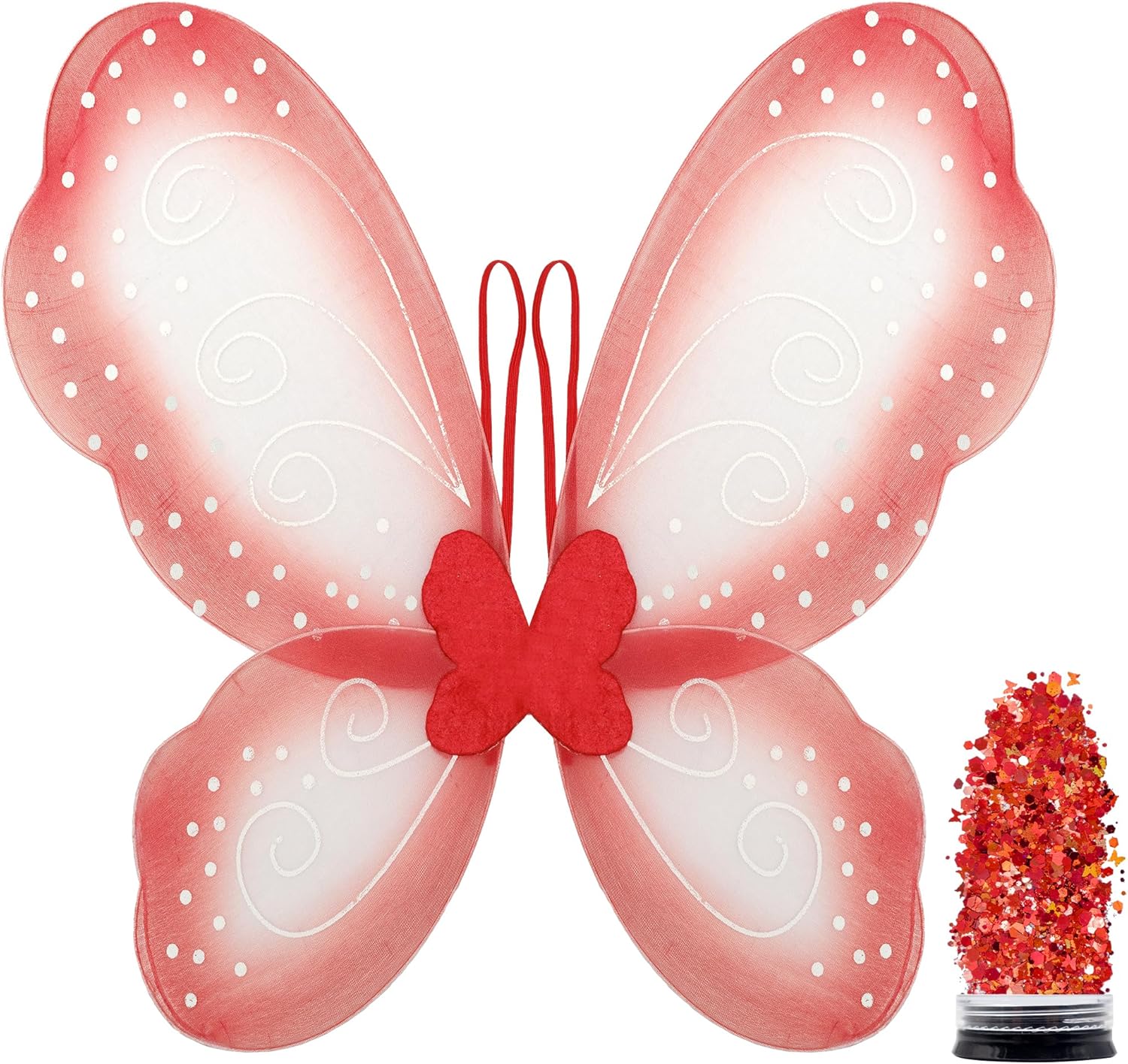 Funcredible Butterfly Wings with Chunky Glitter - Butterfly Costume - Fairy Wings Costume Set - Fairy Costume for Woman