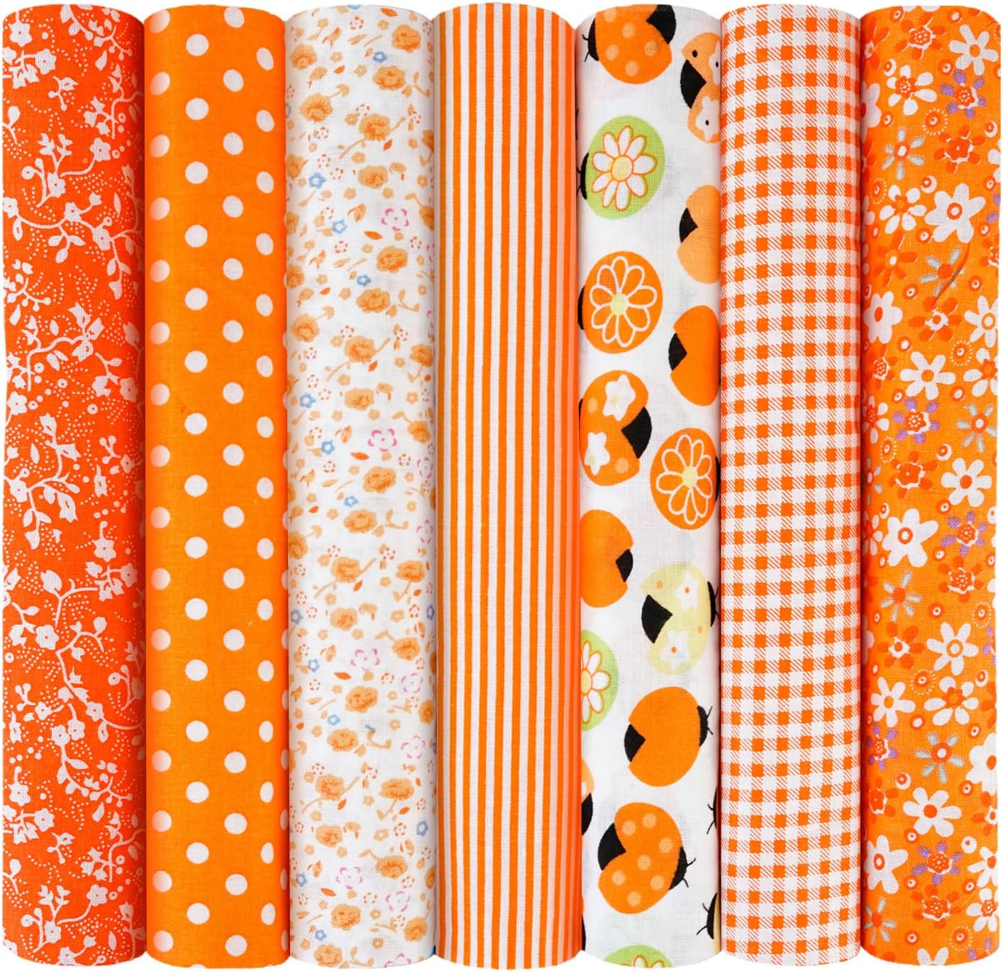 Aucuu 7 PCS Fat Quarters Fabric Bundles, 50cm x 50cm Fabric Bundles, Quilting Cotton, Bundle Quilting Craft Fa-bric, Precut Easter & Spring Cotton Fa-bric for DIY Crafts, Sewing, Patchwork, Home Decor