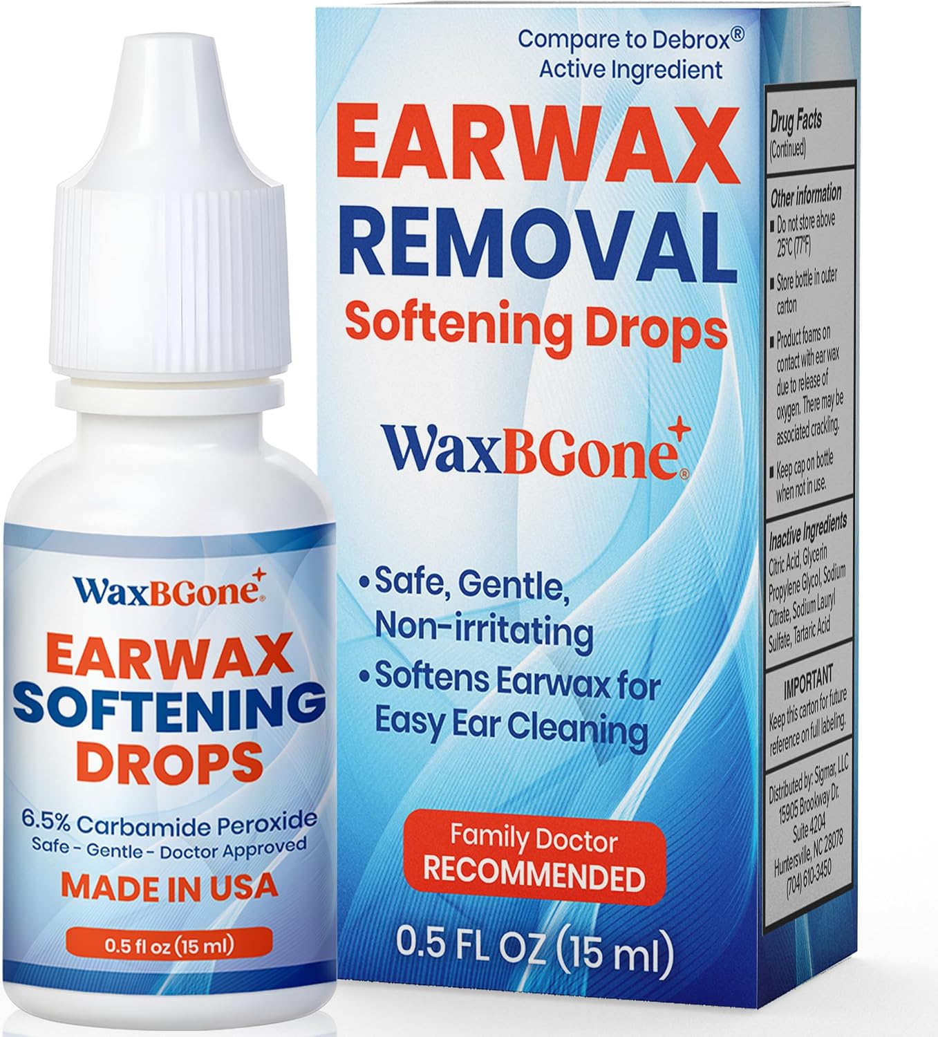 WaxBGone® Ear Wax Removal for Adults, Kids & Infants – Earwax Removal Drops, Ear Cleaner Drops for Clogged Ears & Ear Relief, Non-Irritating Earwax Softener, Earwax Dissolving Drops, 0.5 fl oz (15ml)