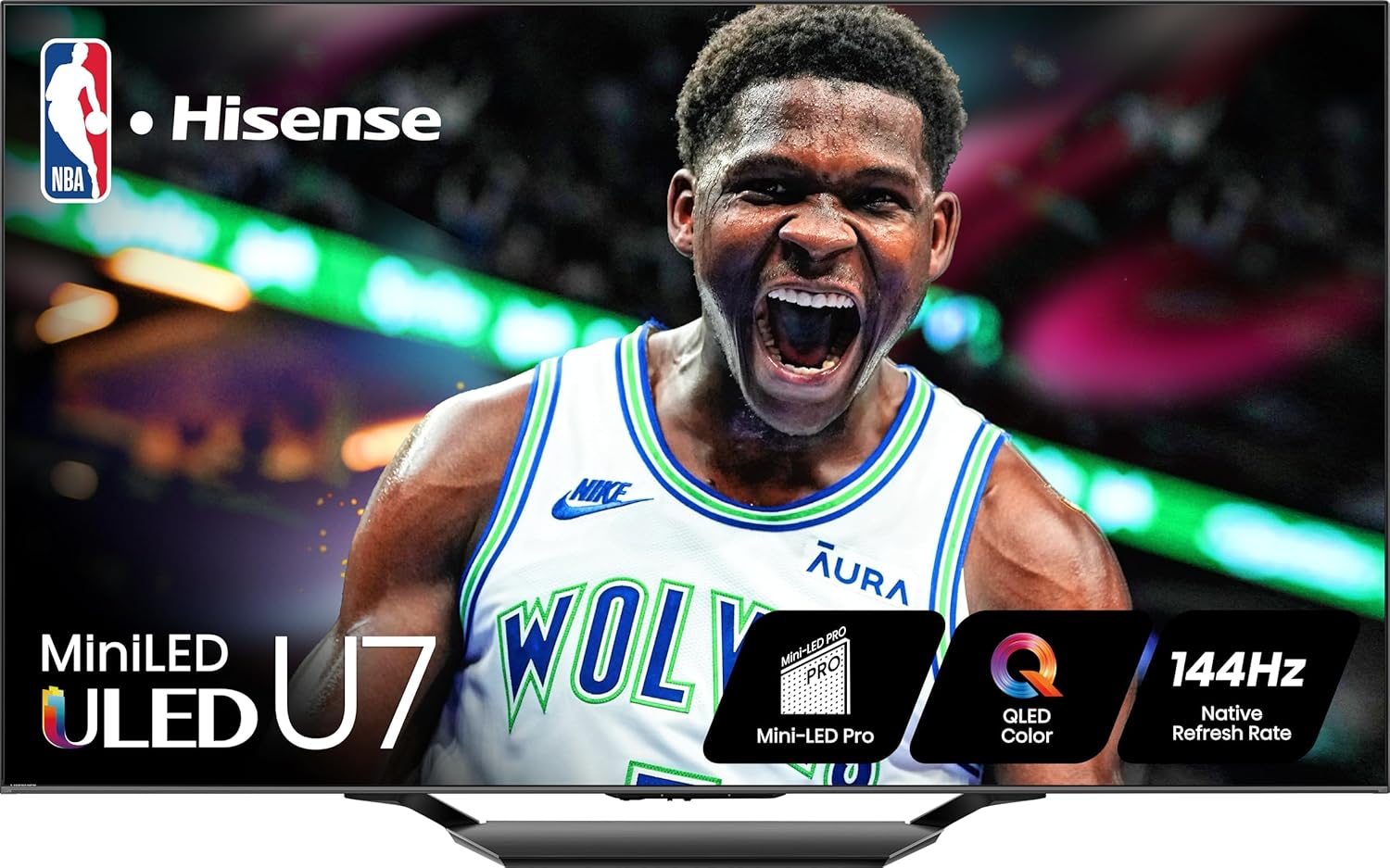 Hisense U7 Series 55U7N 55 Inches ULED 4K Smart TV | Mini-LED | QLED | 1500 Nits | 144Hz | Motion Rate 480 | Dolby Vision HDR 10+ | Dolby Atmos | Full Array Local Dimming | 2.1 Ch Sound | Google TV