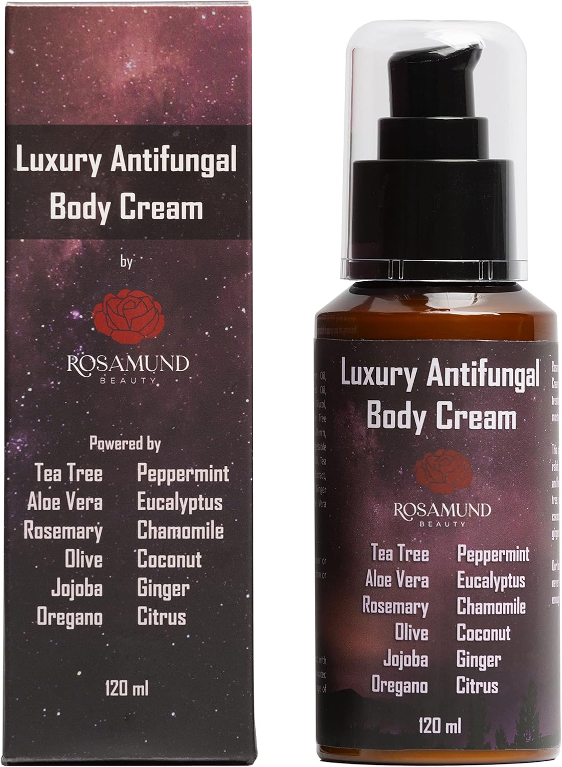 Luxury Antifungal Body Cream | Tea Tree | Antibacterial | Relieve Eczema, Athlete’s Foot, Ringworm, Toenail Fungus, Jock Itch, Warts and Verrucas | Natural Ingredients | Deluxe Size | 120ml