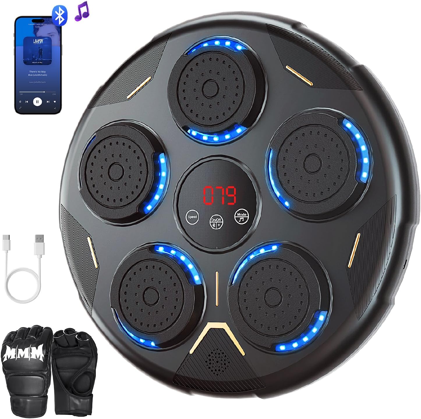 Music Boxing Machine, Smart Bluetooth Boxing Equipment, 9 Modes & 9 Speeds, Boxing Punching Bag with Gloves
