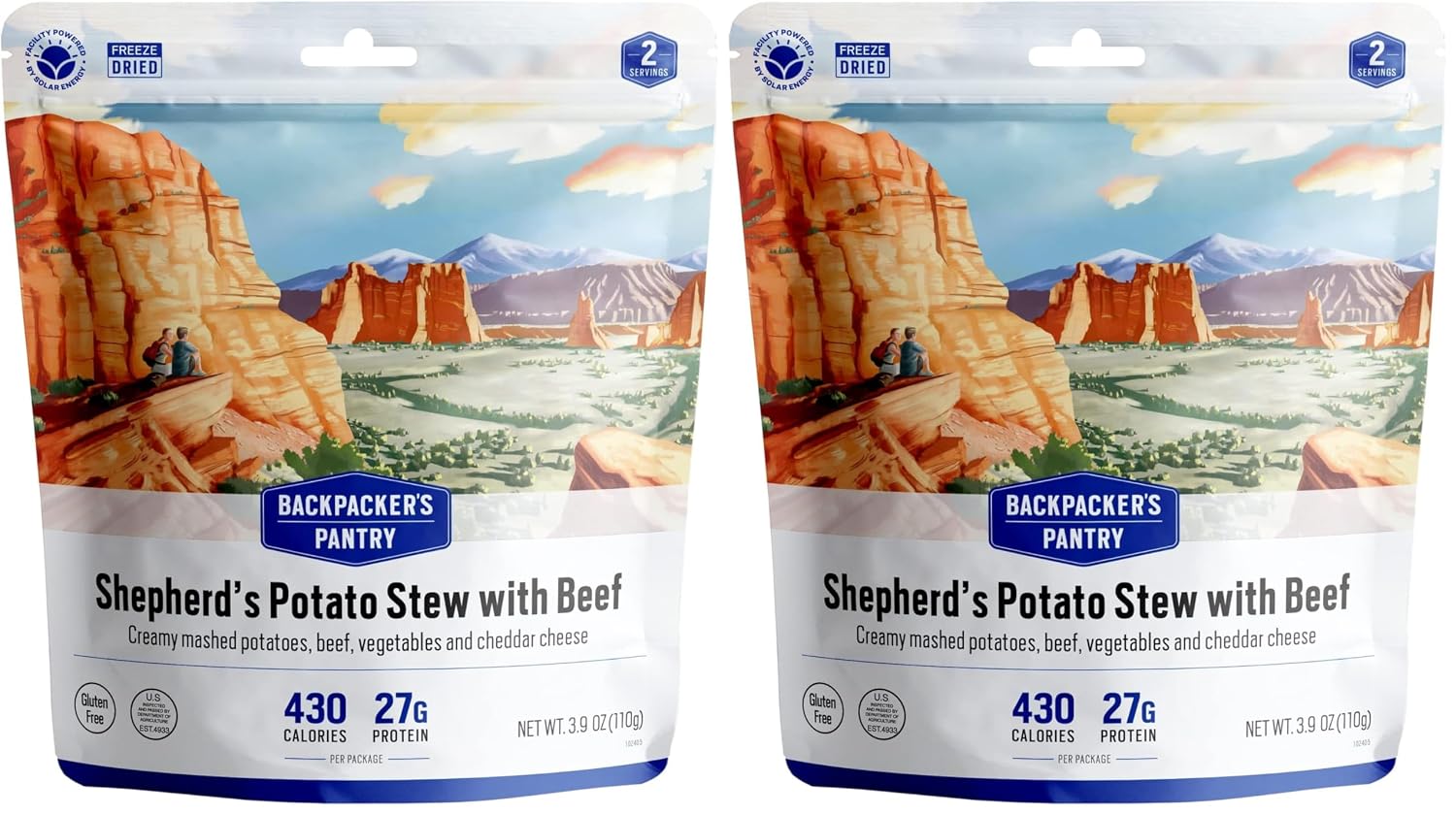 Backpacker's Pantry Shepherd's Potato Stew with Beef - Freeze Dried Backpacking & Camping Food - Emergency Food - 27 Grams of Protein, Gluten-Free - 1 Count (Pack of 2)