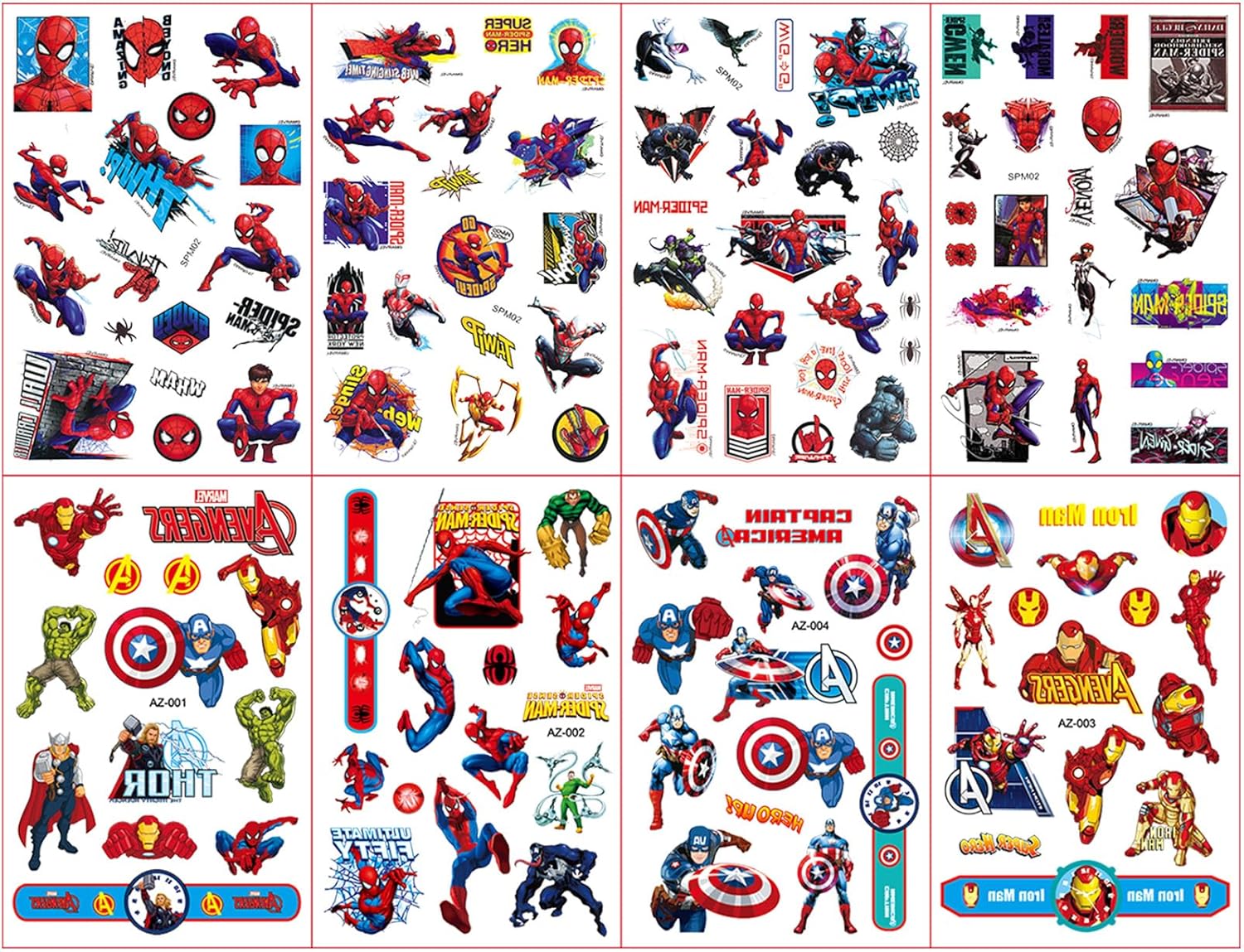 Boys cartoon Temporary Tattoos cartoon Hero Tattoos for Kids 8 Sheets cartoon Temporary Tattoos,Boys cartoon Temporary Tattoo,Kids' Tattoo Waterproof Fake Tattoos Face Tattoo for Party Bag Fillers