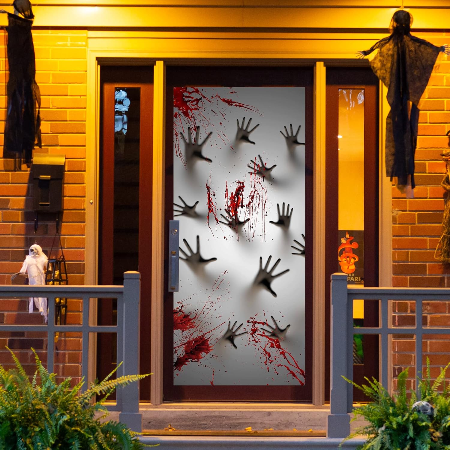 JOYIN Halloween Haunted House Decoration Window Door Cover Zombie Hands Indoor Outdoor 72" x 30" Party Supplies Favors for Garage Wall