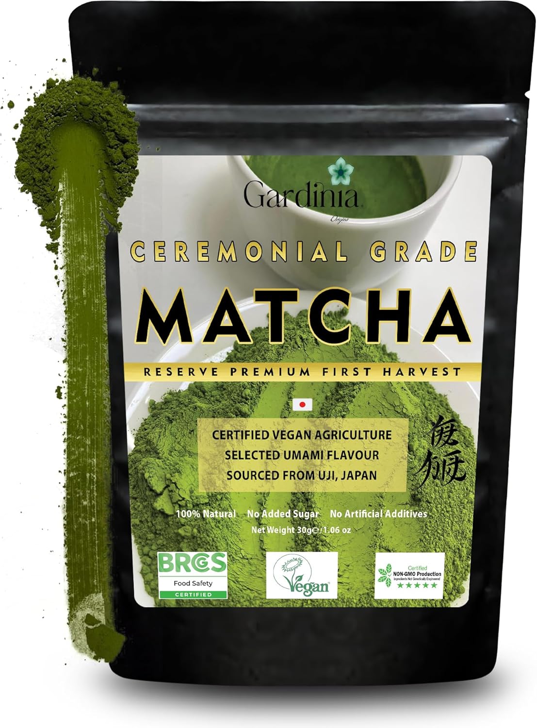 Grand Reserve Matcha Powder (30g) – Ceremonial-Grade Saemidori, Expertly Stone-Milled in Uji, Japan | Certified by The Vegan Society UK | The Epitome of Japanese Matcha Tea Excellence