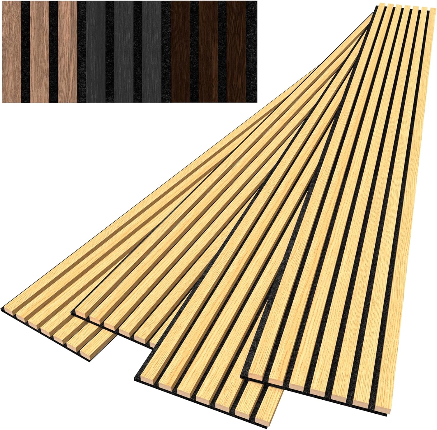4 PCS Soundproof Wood Wall Panels, 94.5 x 11 Inch Soundproof Wall Panels, Wood Wall Panels for Interior Wall Decor for Home, Office, Studio(Oak)