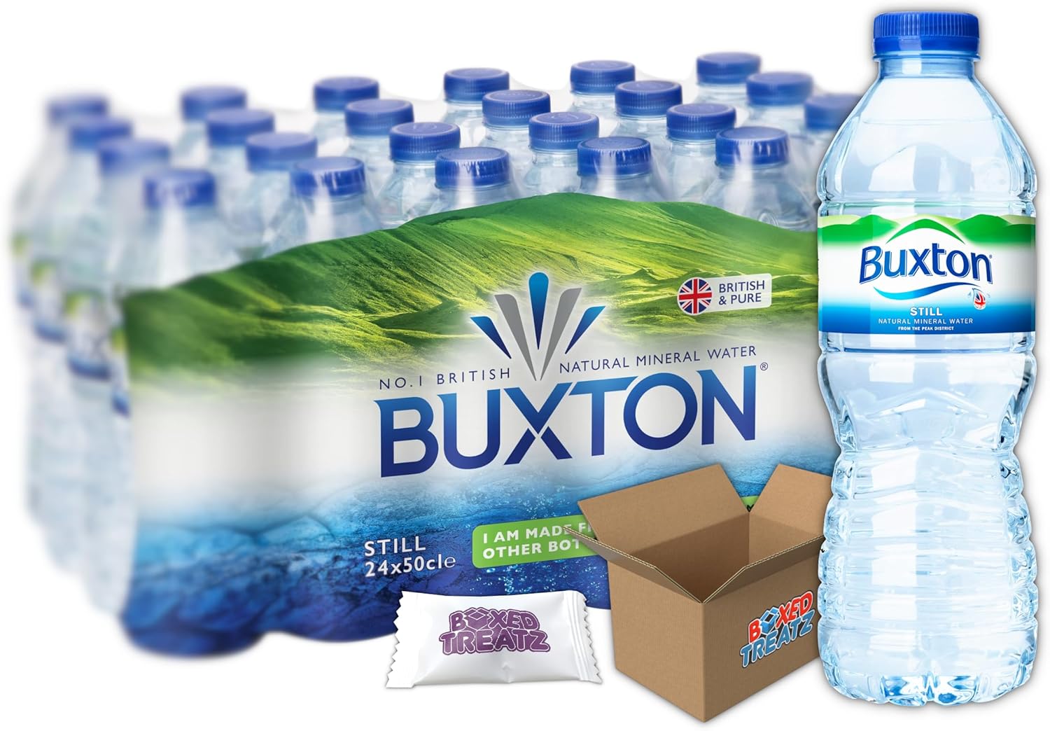 Buxton Still Natural Mineral Water | Healthy Drink | Pure & Natural | 500ml | (Pack of 24) Boxed Treatz