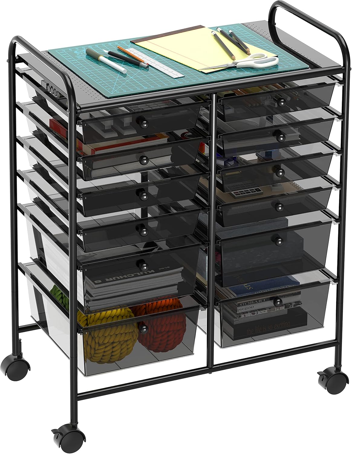 Simple Houseware 12-Drawers Rolling Storage Cart, Black