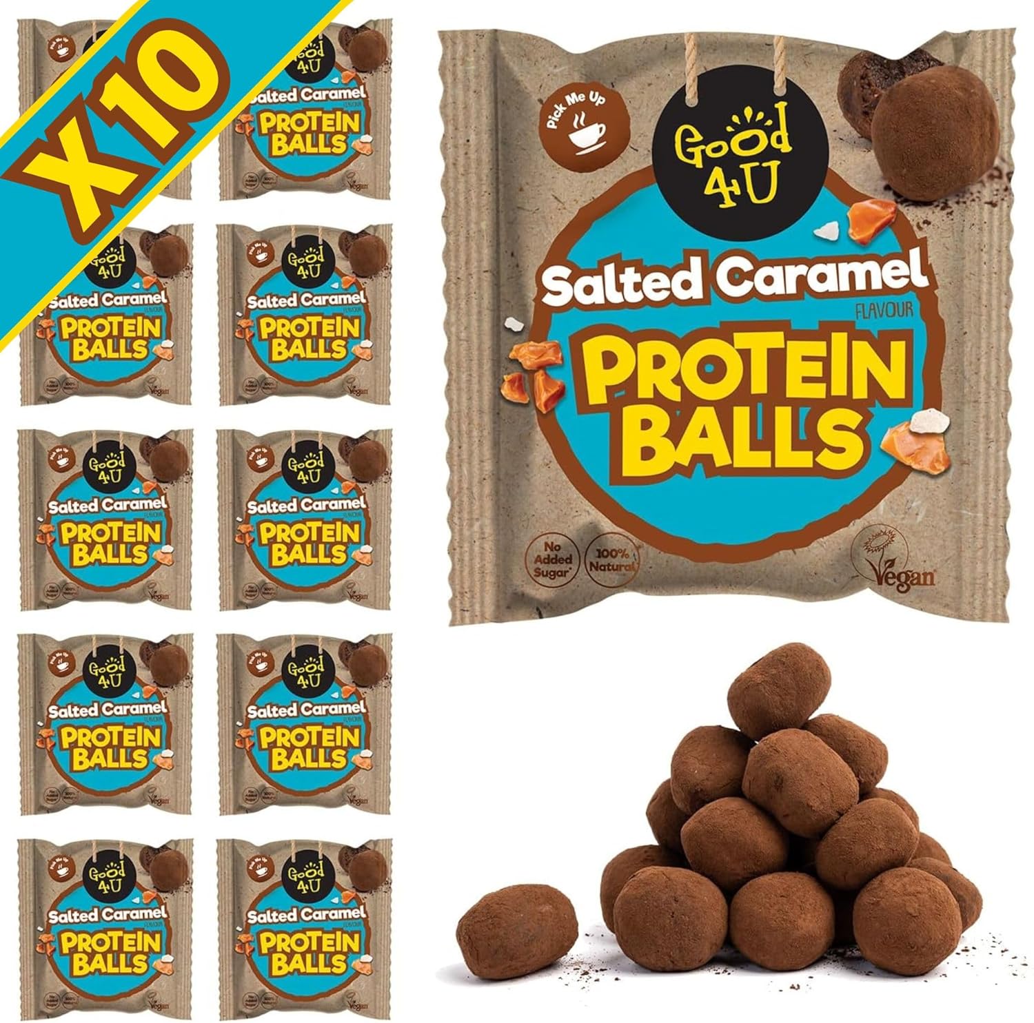 Good4U Salted Caramel Protein Ball-High Fibre Low Sugar Alternative to High Protein Bars Mixed with Nut-Healthy Protein Snacks-Gluten Free 10 x 40g Pack