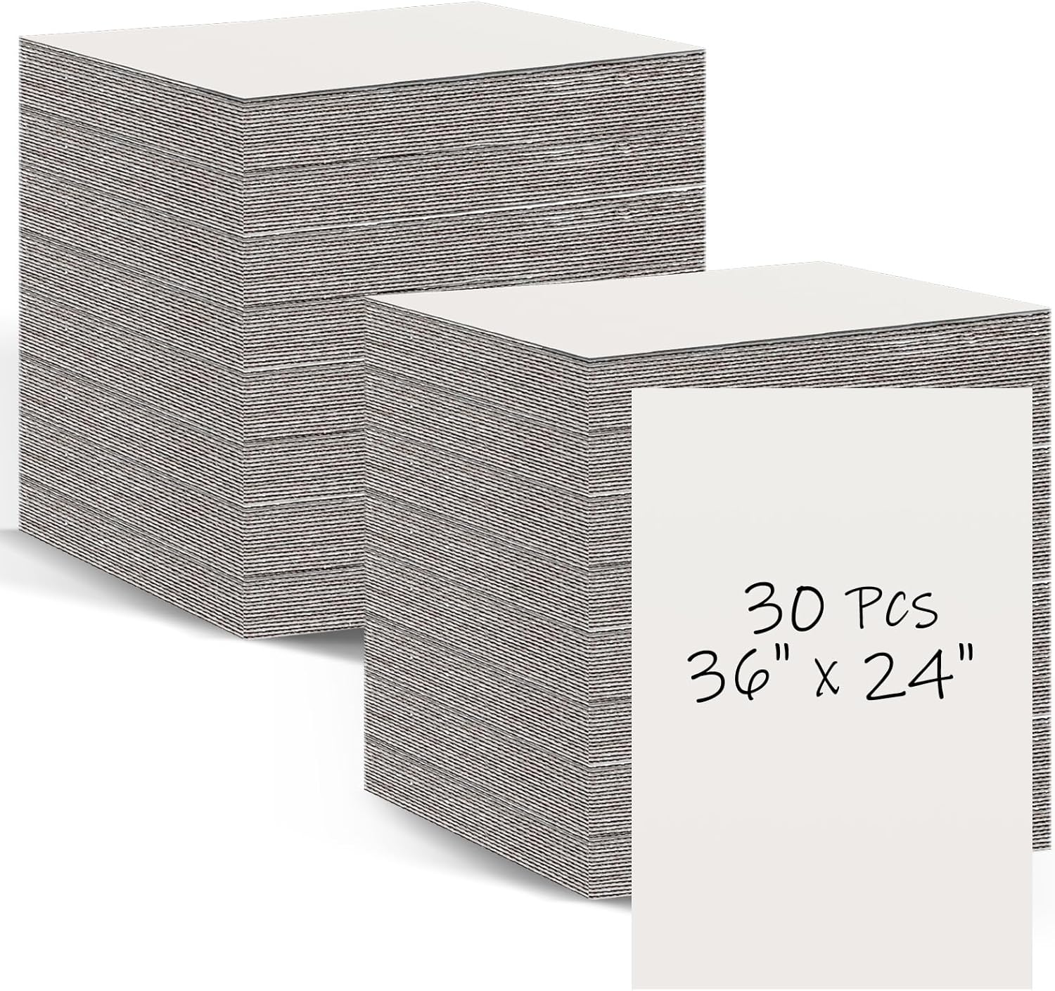 Qilery 30 Pcs White Cardboard Sheets 24" x 36" Bulk Large Corrugated Sheets 3mm Poster Board, Corrugated Cardboard for Protecting Packaging Mailing Shipping Picture Photo Backing Products Craft Card