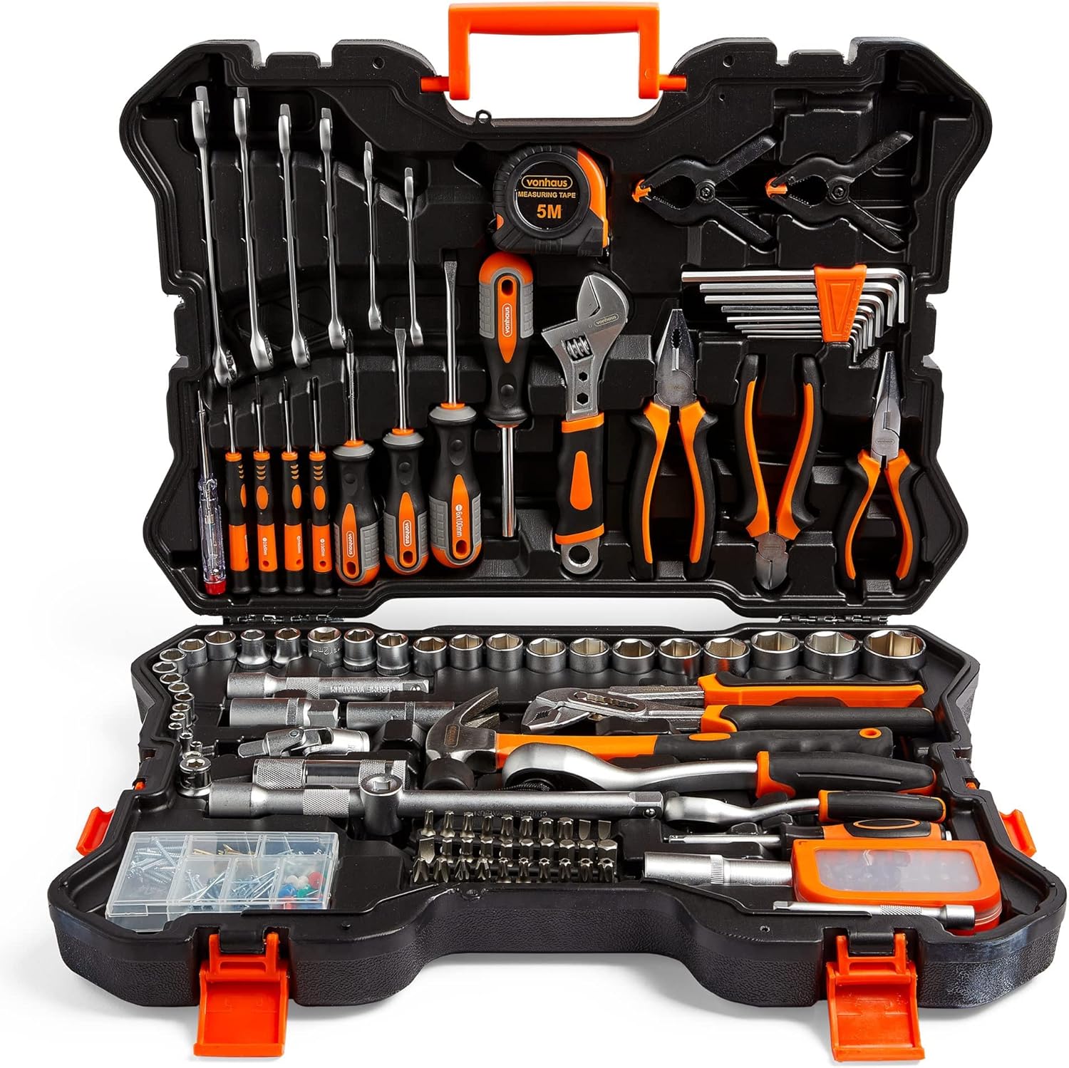 VonHaus Socket & Tool Set, 256 Piece Tool Set with Socket Set, in Heavy Duty Storage Case, Everything You Need for DIY, Workshop & Garage, Spanners, Pliers, Screwdrivers & Grips