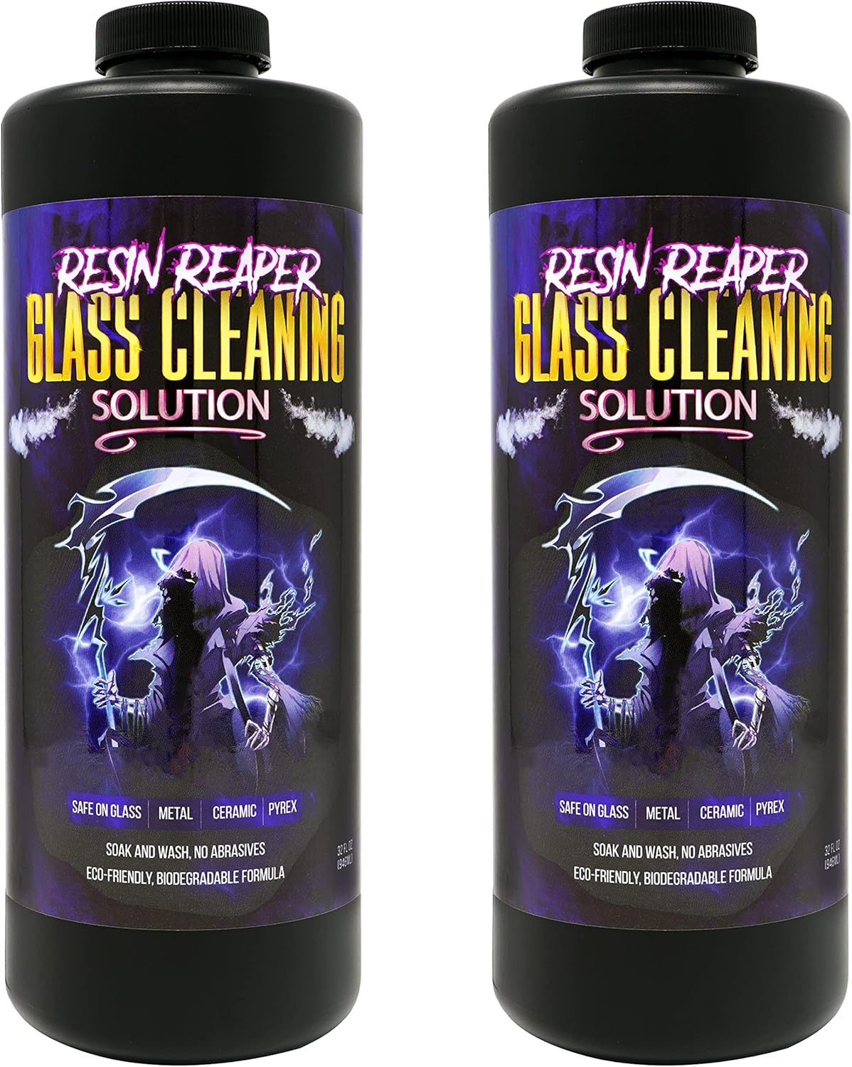Resin Reaper Glass Cleaner 2-Pack 64 OZ | Pipe Cleaner | Safe on Glass, Metal, Ceramic, and Pyrex | Soak and Wash - No Abrasives - Eco-Friendly, Biodegradable Formula