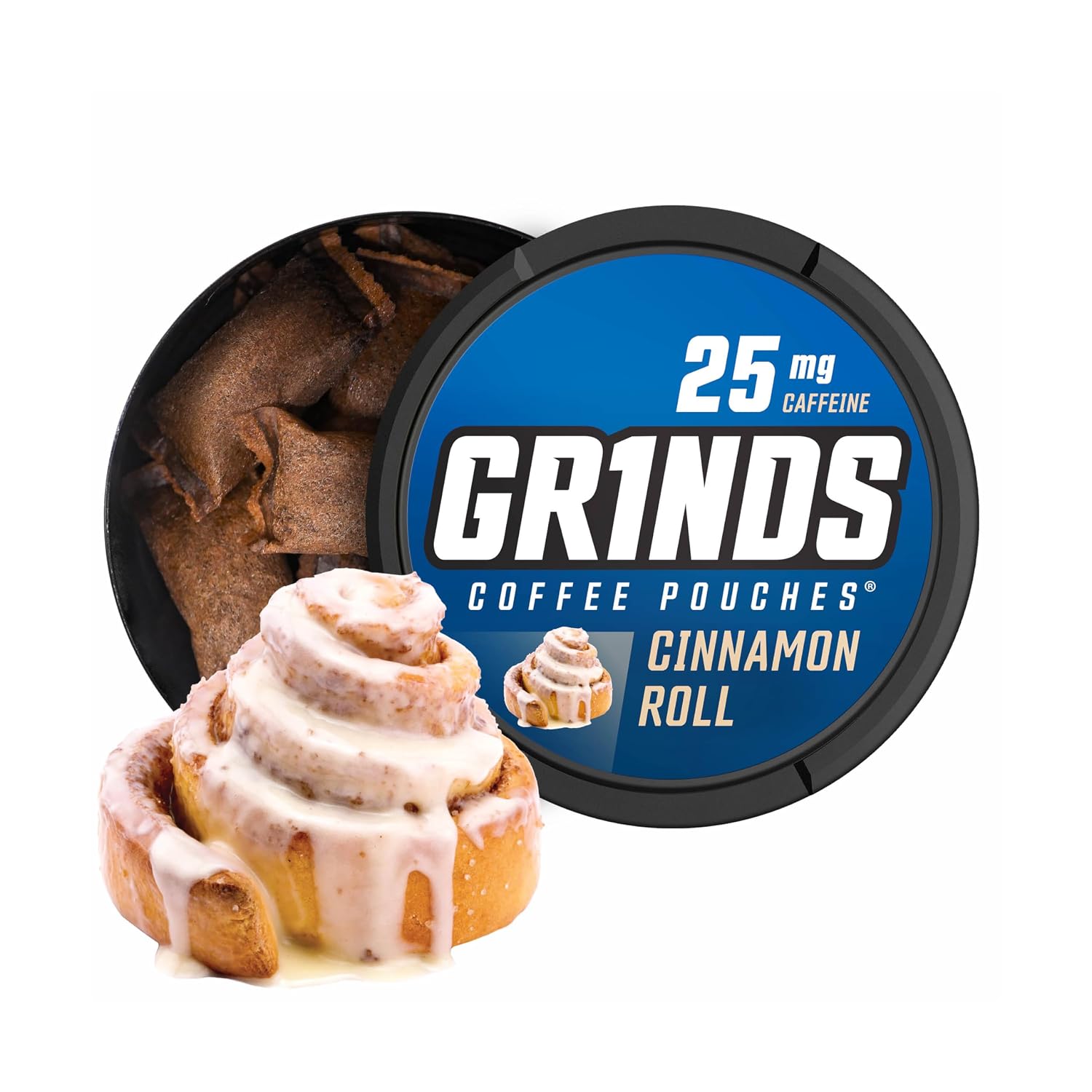 Grinds Coffee Pouches | Cinnamon Roll Flavor | 3 Cans