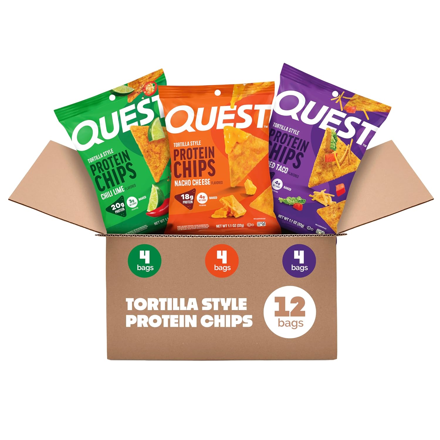 Quest Nutrition Tortilla Style Protein Chips Variety Pack, 12 Count