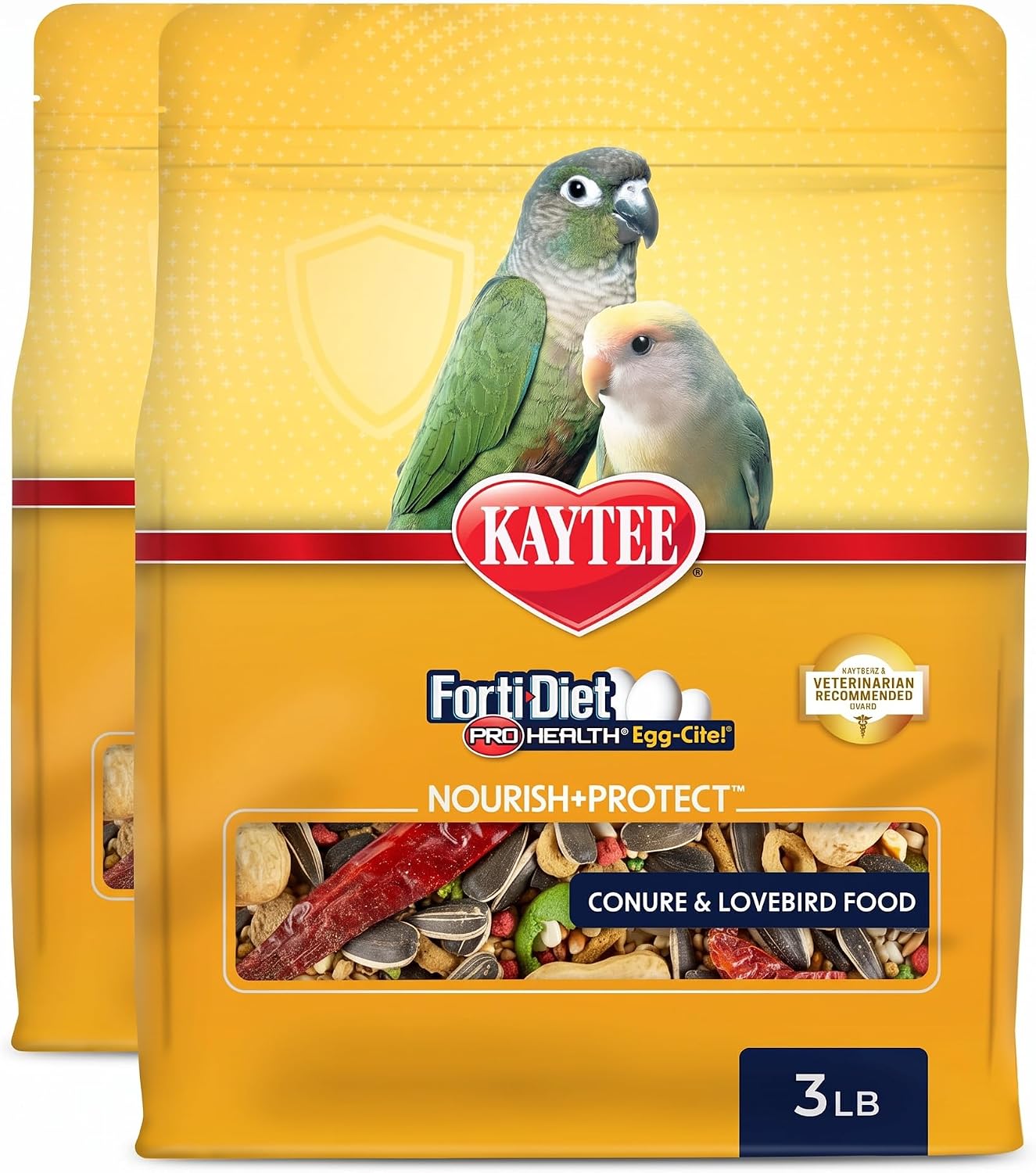 Kaytee Forti-Diet Pro Health Egg-Cite Pet Conure & Lovebird Food,3 Pound,(Pack of 2)