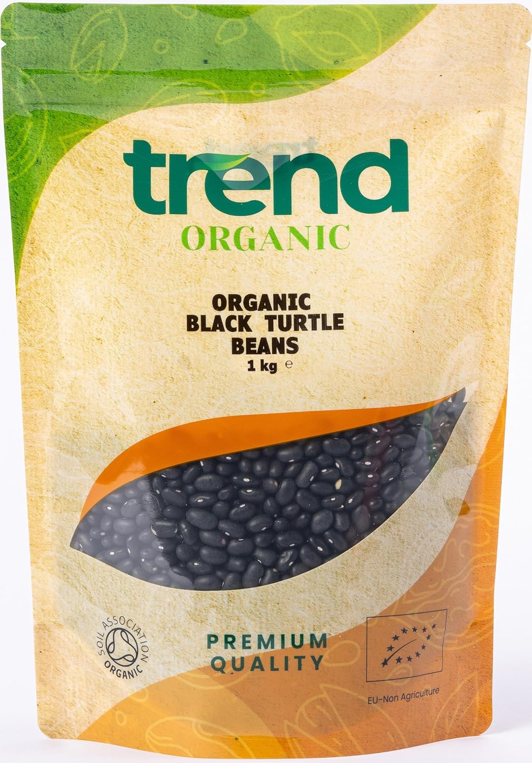 Trend Organic Black Turtle Beans, 1kg - Ideal for Soups, Salads, and Dips – Dense Meaty Texture - Rich in Protein and Fibre, Vitamins and Minerals - Certified Organic, Vegan, Non-GMO, No Additives