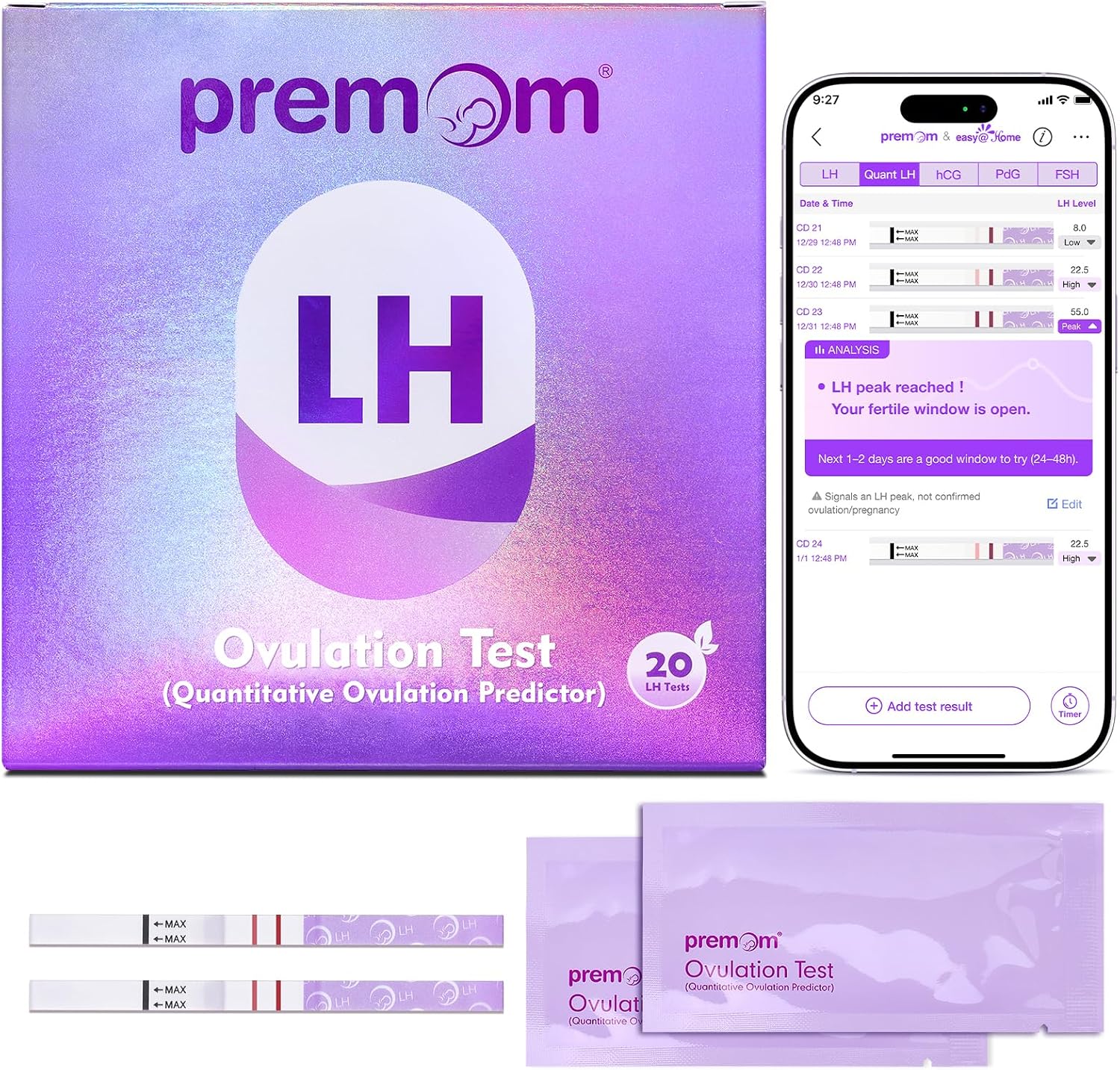 Premom Quantitative Ovulation Test Strips: 5X Pregnancy Rate Found* Use App