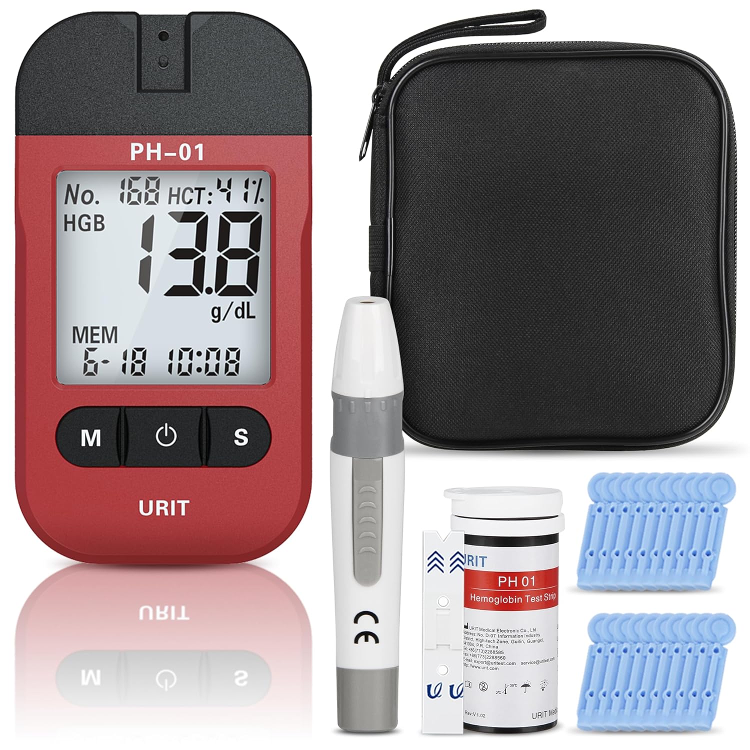Hemoglobin Test Kit with 25 Hemoglobin Test Strips, Hemoglobin Test Meter for Home Use, Hemoglobin Tester Kits, Easy to Use.