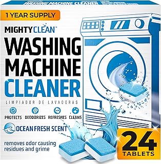 Washing Machine Cleaner Tablets 24 Pack - 1 Year Supply Washer Machine Cleaner Tablets, Septic Safe Washing Machine Cleaning Tablets, Washer Cleaner Tablets, Works with All Washers Including HE