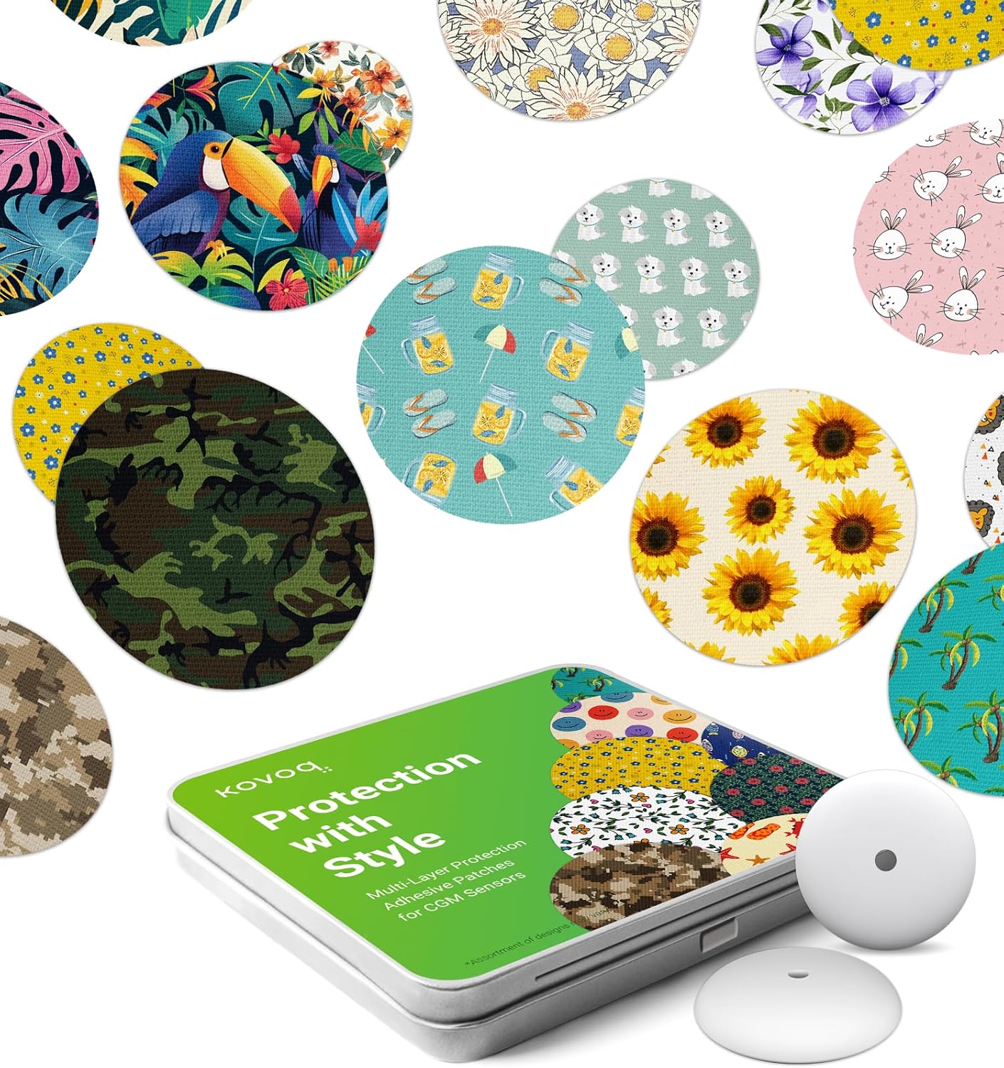 Freestyle Libre 3 & Plus Sensor Covers Waterproof, 2pcs Protective Hardshell Cover + 10pcs Surprise Pattern Sensor Patches, Multiple Protection for CGM Glucose Monitor