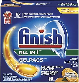 Finish All In 1 Gelpacs Dishwasher Detergent, Orange 54 ea