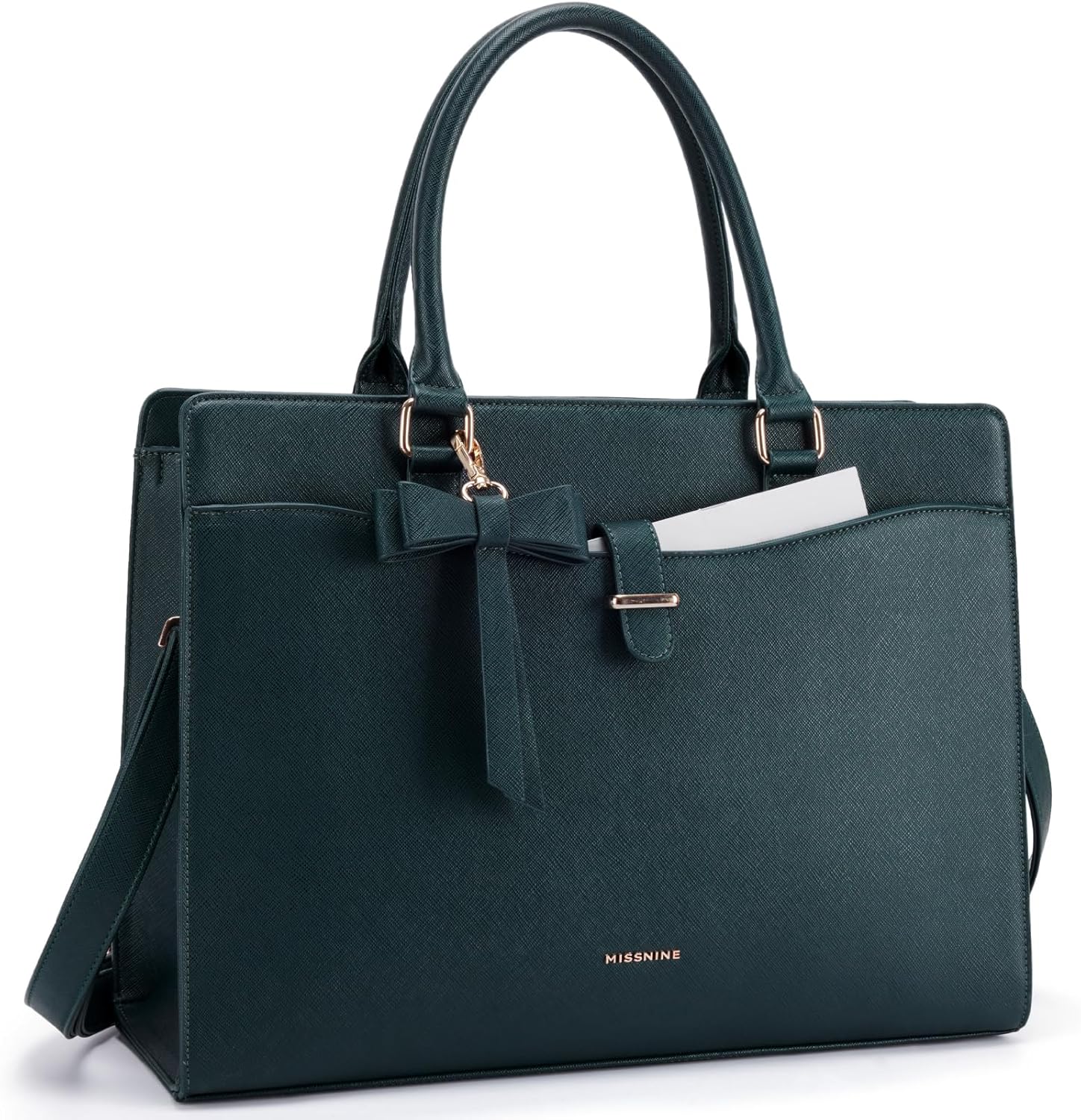 Missnine Laptop Tote Bag for Women 15.6 Inch Leather Work Bags Teacher Computer Purse Briefcase Handbag for Office, Travel
