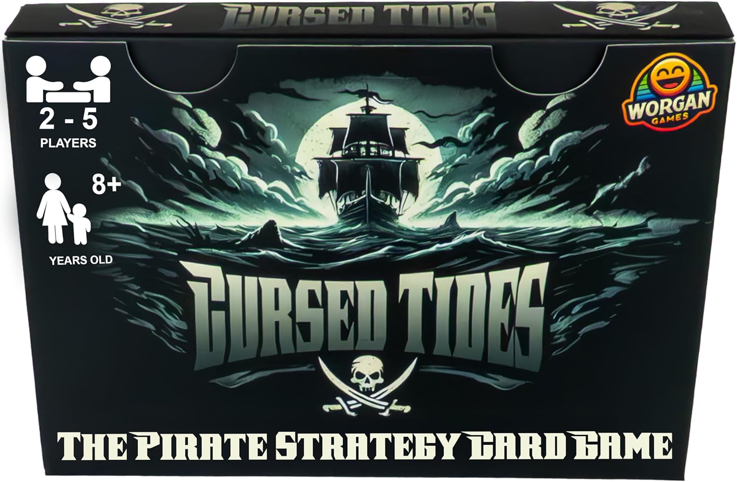 Worgan Games Cursed Tides - Pirate Strategy Card Game | Fun for Kids, Teens & Adults | 2-5 Players | Ages 8+ | Quick 15-Minute Gameplay
