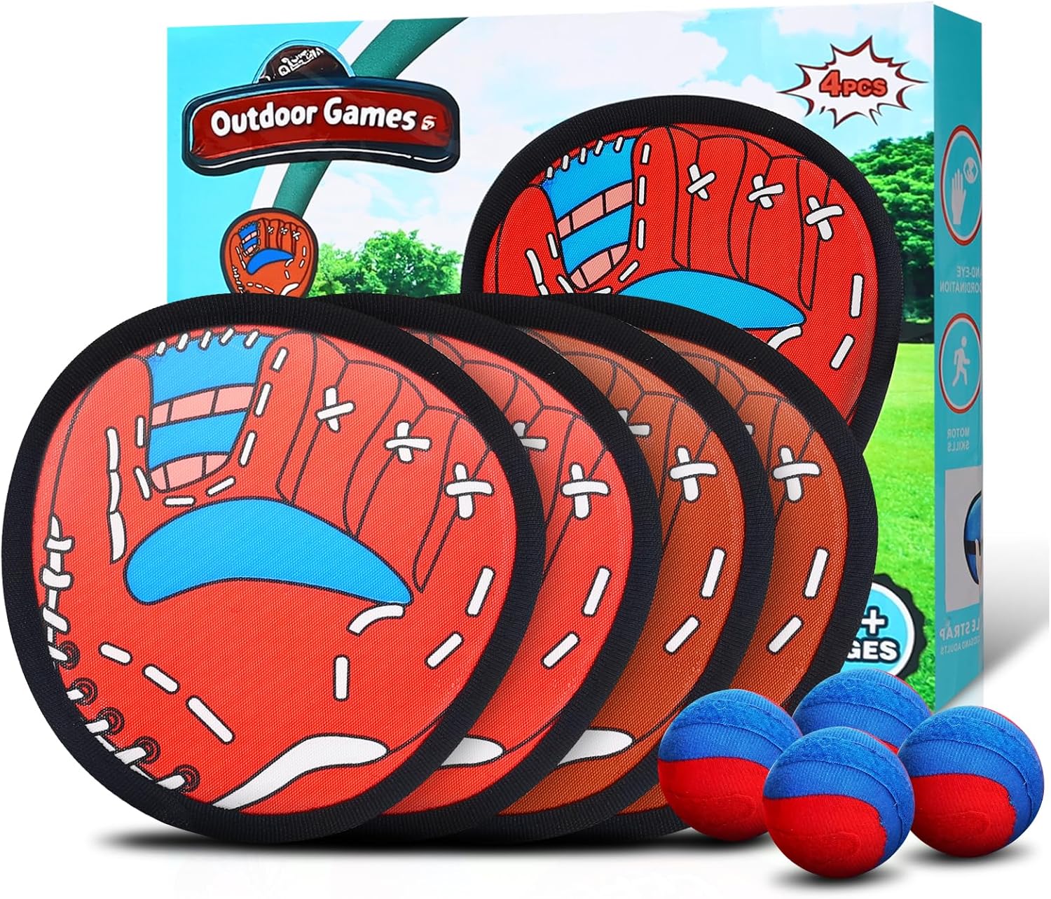 Toss and Catch Ball Game Outdoor Toys for Kids,Toddler Baseball Training Glove,Baseball Beach Pool Yard Outside Game for 3 4 5 6 7 8 9 10 Year Old Boys Girls