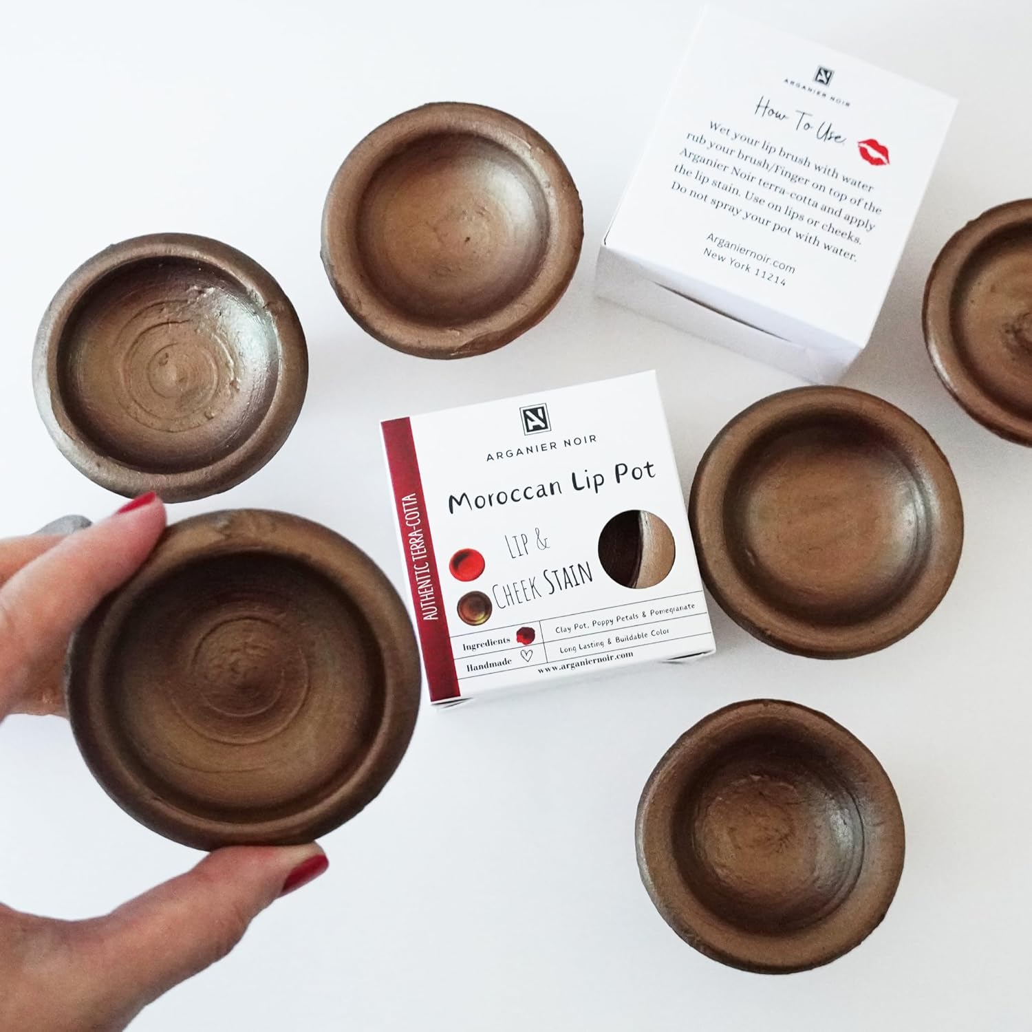 Arganier Noir Aker Fassi Authentic Moroccan Clay Pot Lip and Cheek Stain Buildable Brick Color