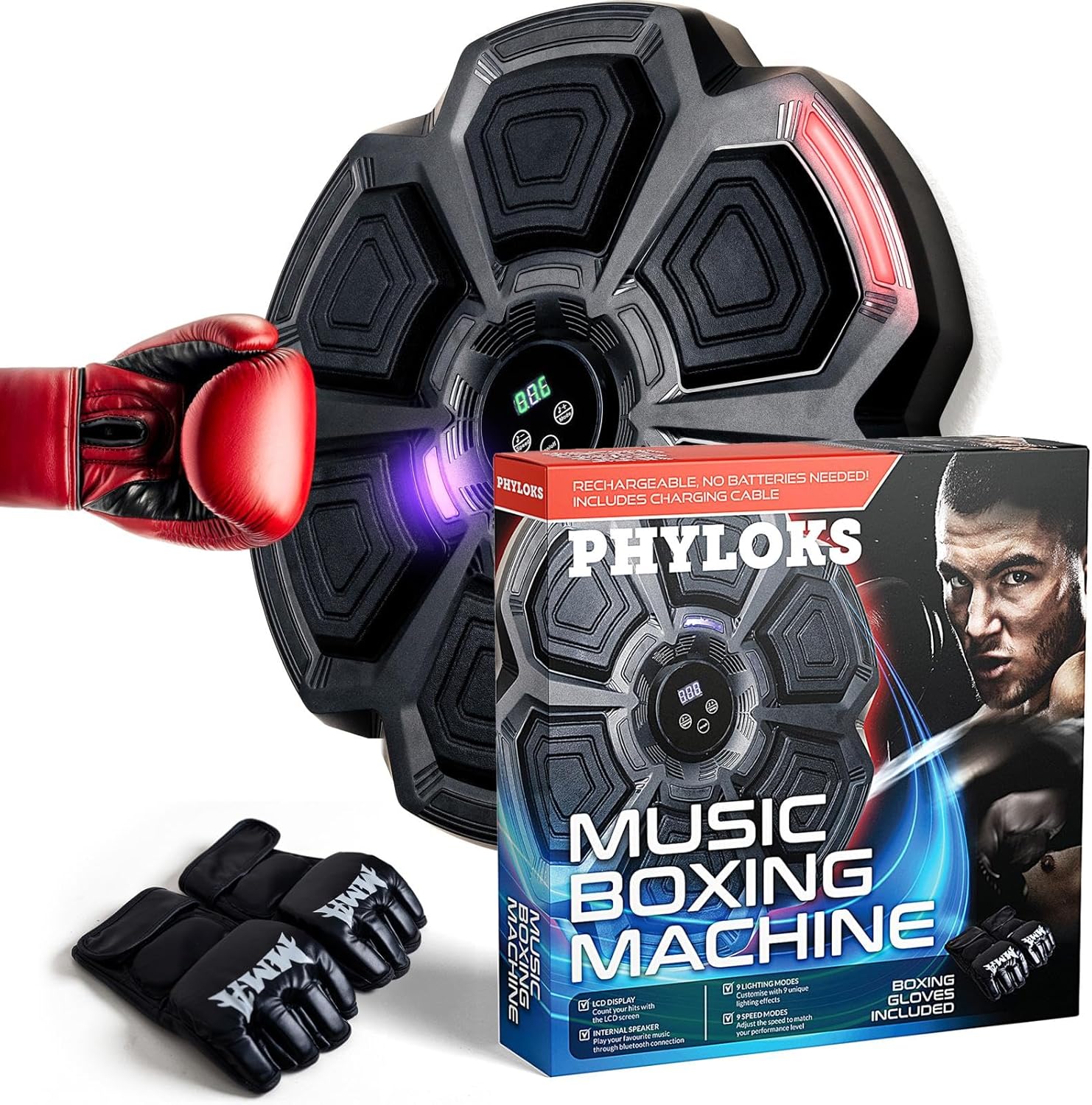 Music Boxing Machine, Smart Music Boxing Machine Kids & Adults, Punching Machine, Musical Boxing Machine Wall Mounted, Boxing Gifts for Boys, Smart Boxing Machine, Boxing Music Machine with Gloves