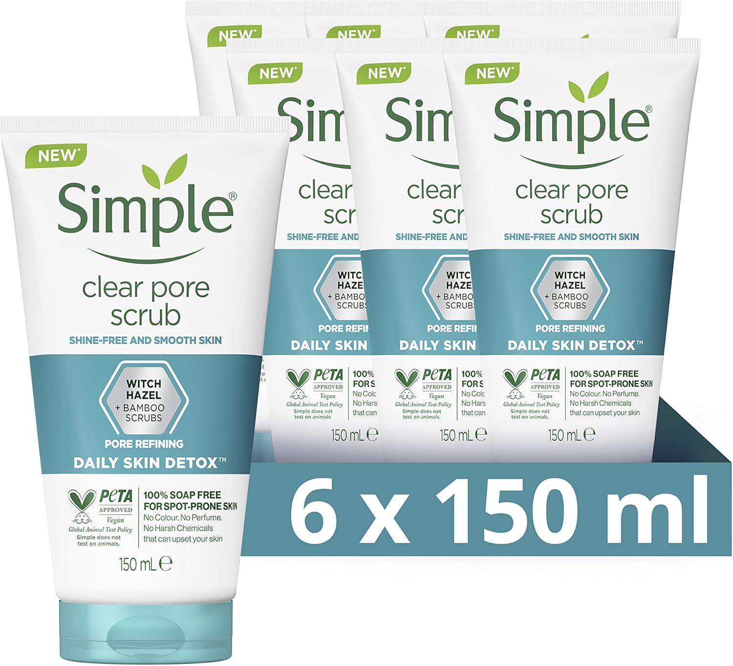 Simple Daily Skin Detox Clear Pore Scrub 6 x 150 ml