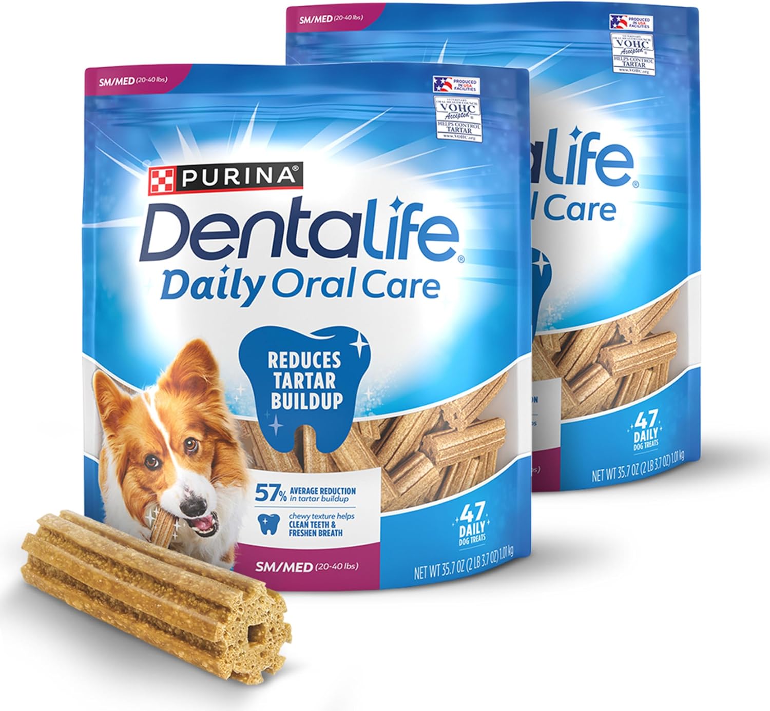 Dentalife Daily Oral Care Dog Treats, Small & Medium Dogs, (2) 47 ct Pouch