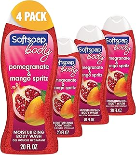 Softsoap Body Wash, Pomegranate & Mango Spritz Body Wash, 20 Fl Oz (Pack of 4)