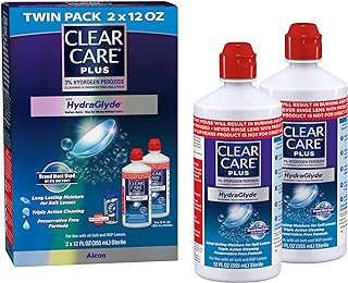 Clear Care Plus Cleaning Solution with Lens Case, Twin Pack, Multi, 12 Oz, Pack of 2