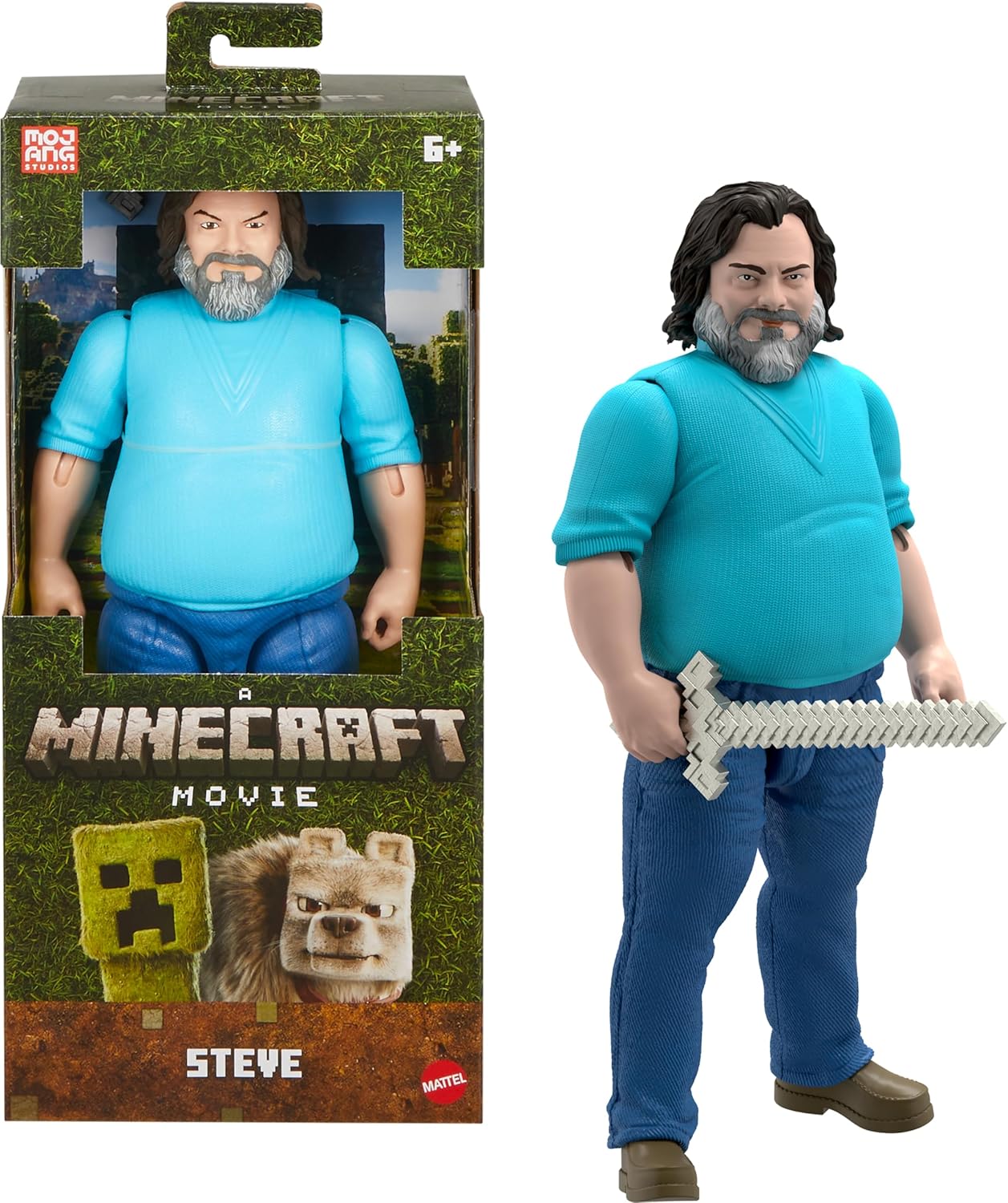 Mattel Minecraft Large-Scale Action Figure, 12-inch Posable Steve Toy Collectible Inspired by A Minecraft Movie, JGG67