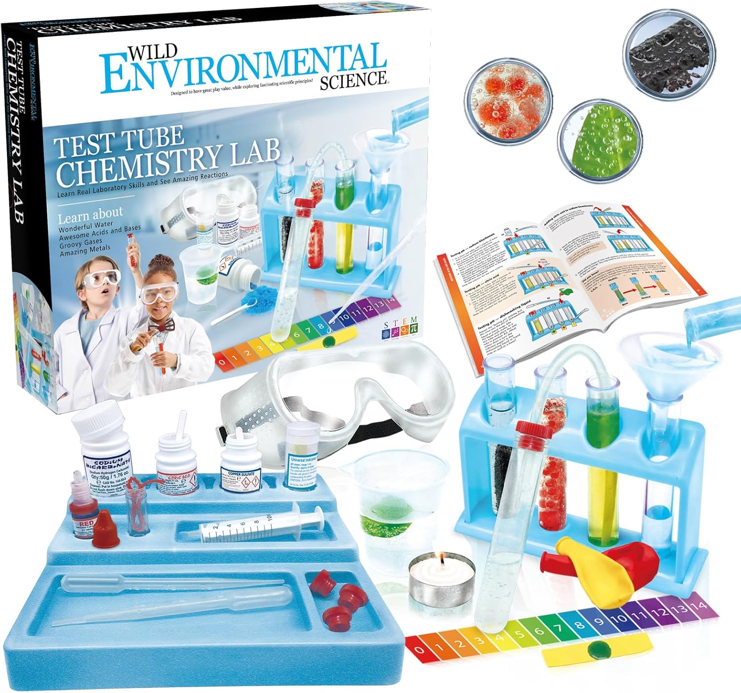 WILD ENVIRONMENTAL SCIENCE TEST TUBE CHEMISTRY LAB | Kids Toys for Science Experiments | Hands-On Lessons in Chemistry | Safe & Fun Educational Kit for Budding Chemists | For boys and girls Age 8+