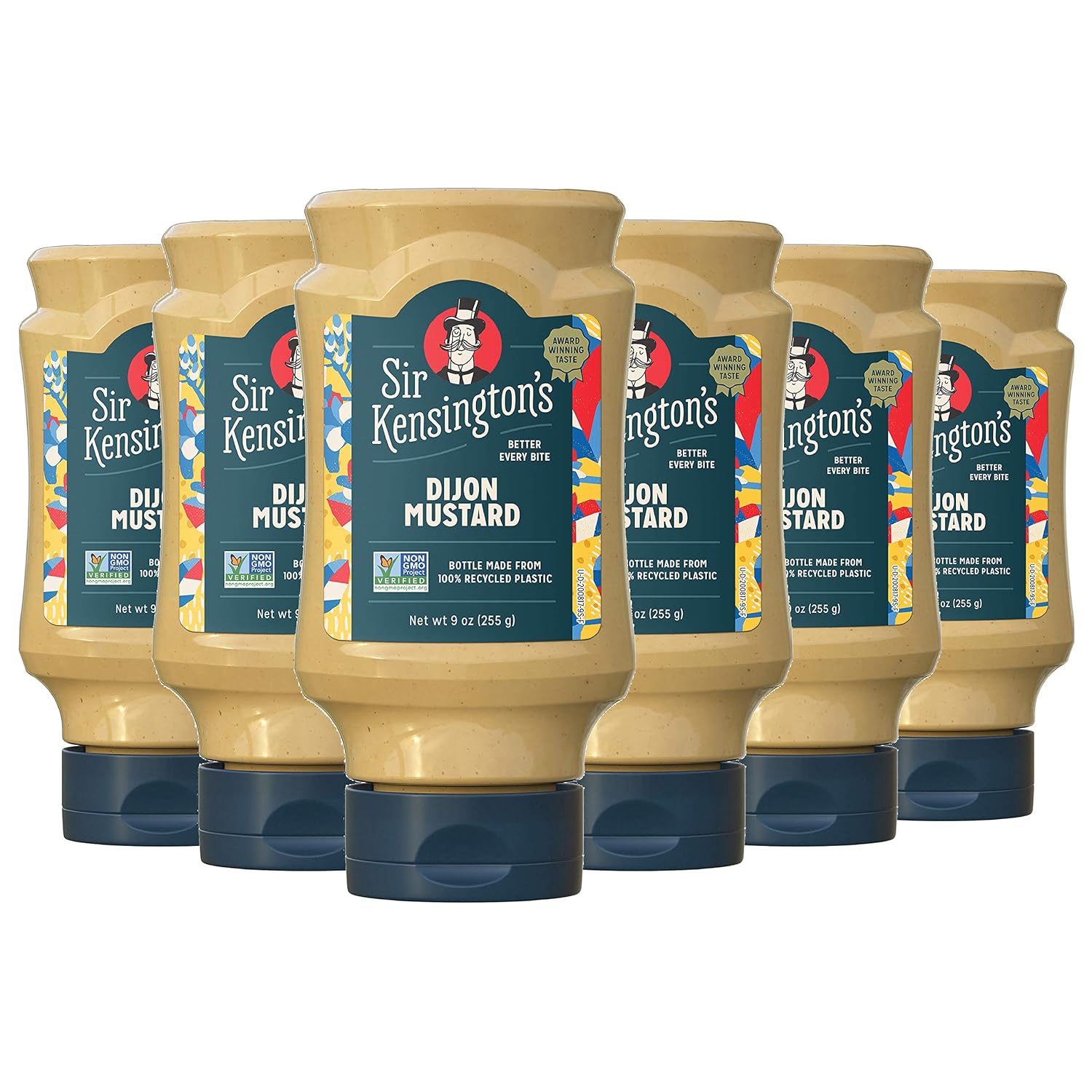 Sir Kensington's Mustard 6 count, Dijon, Gluten Free, Certified Vegan, Non- GMO Project Verified, from 100% Grade-A Mustard Seeds, Shelf-Stable, 9 oz