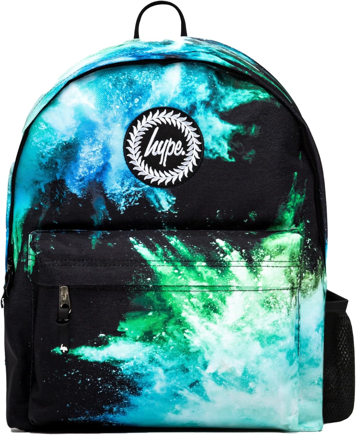 hype Boys Backpack, Black, Blue & Green Dust Iconic Bag, School Bag for Kids, Comfortable Rucksack with Bottle Holder, 3 Storage Compartments, Padded, Adjustable Straps & Grab Handle