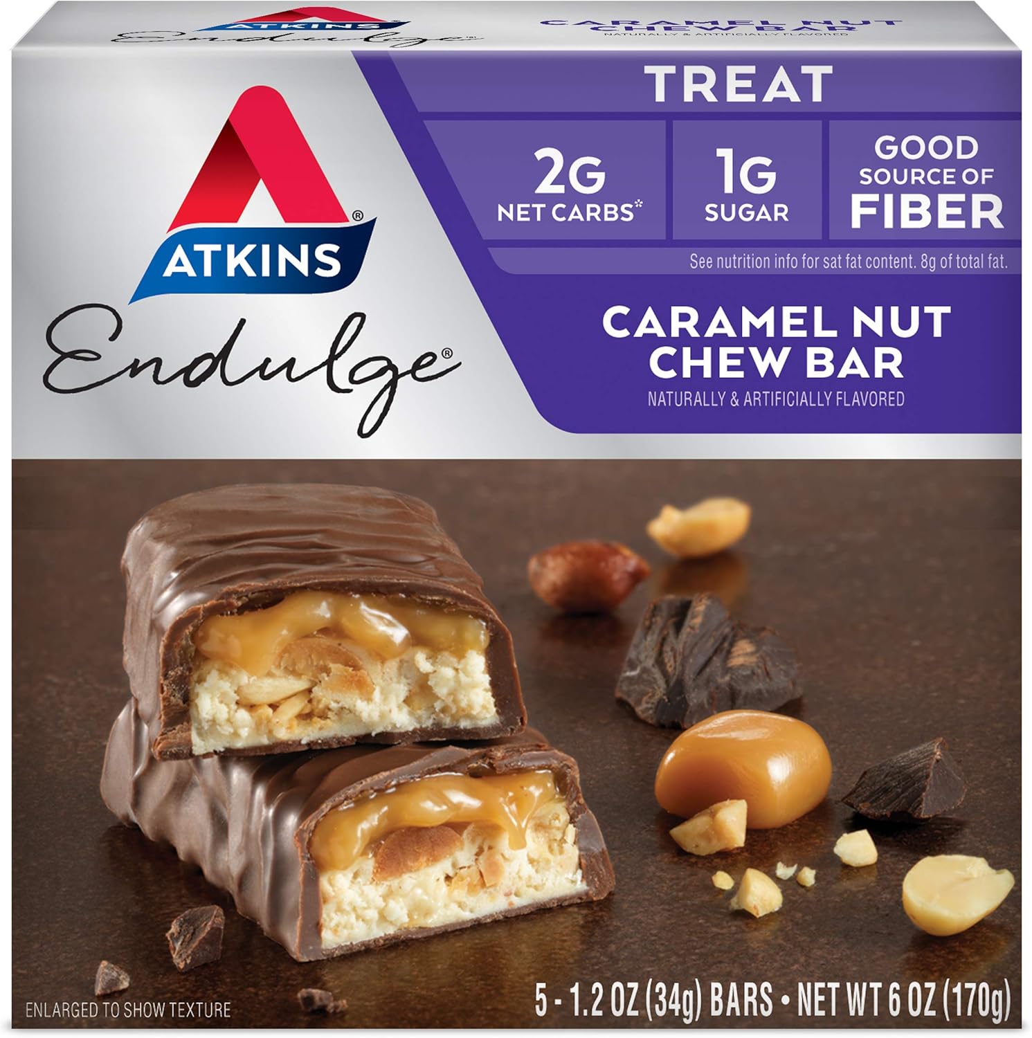 Atkins Endulge Bar Caramel Nut Chew, Caramel Nut Chew 5 Pack