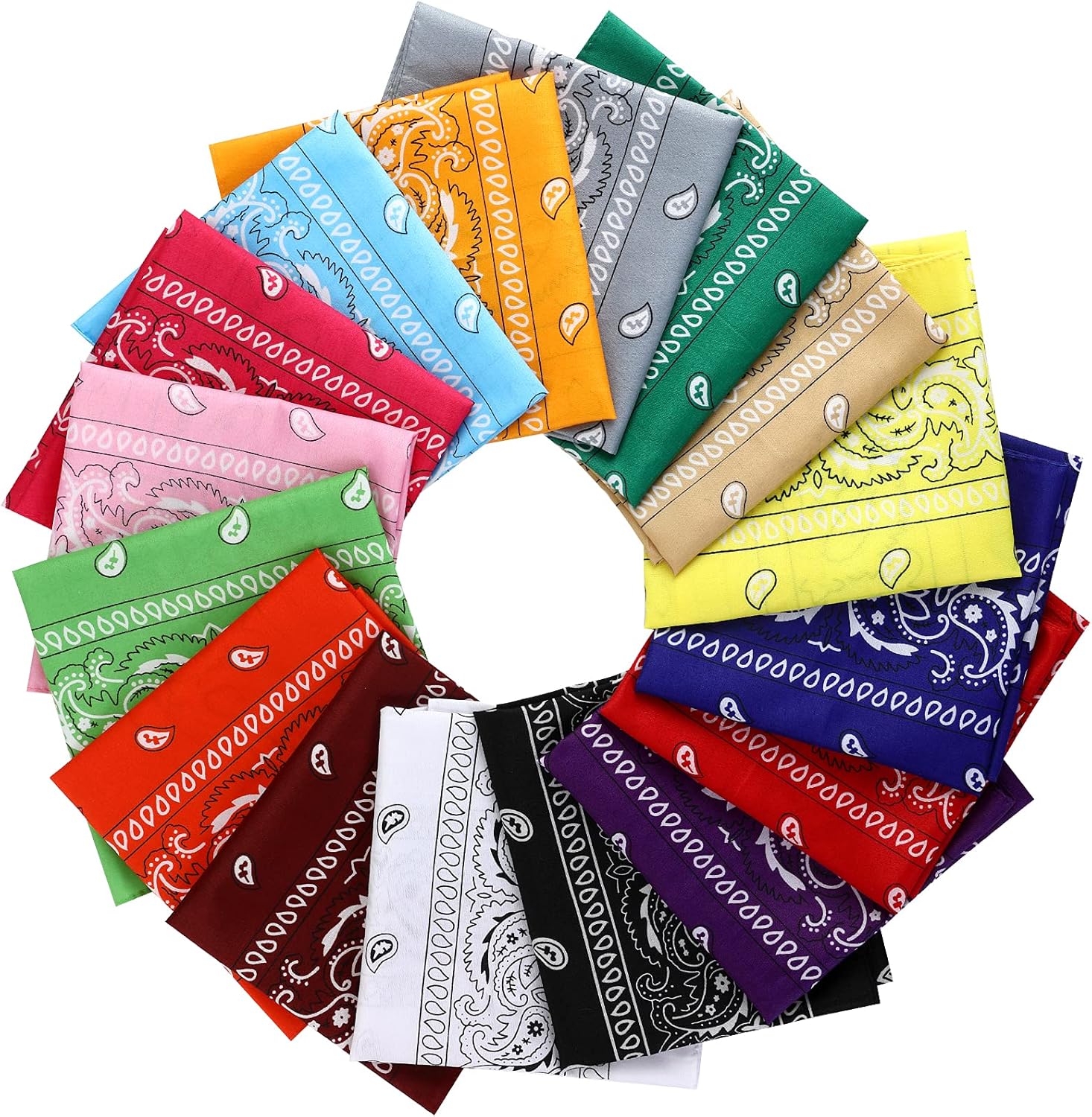 16pcs Bandanas Multi-Purpose Party Outdoor Favor Scarf Headband Handkerchiefs for Unisex Women Men Boy Girls