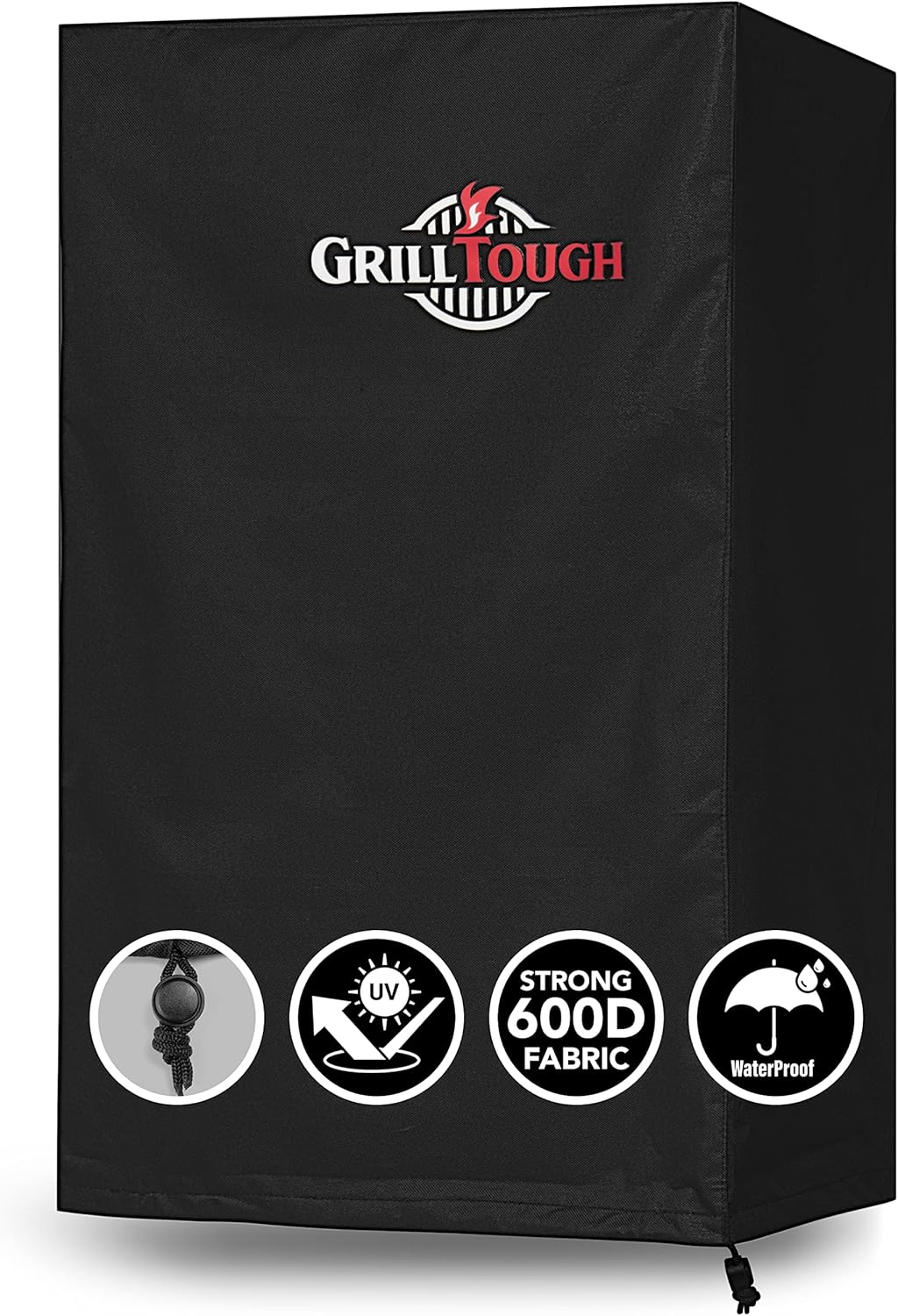 GrillTough Heavy Duty BBQ Smoker Cover for Outdoor Grill – Waterproof, Weather Resistant, UV & Fade Resistant with Adjustable Straps – Gas Grill Cover for Weber, Charbroil (58L x 43W x 99H cm)