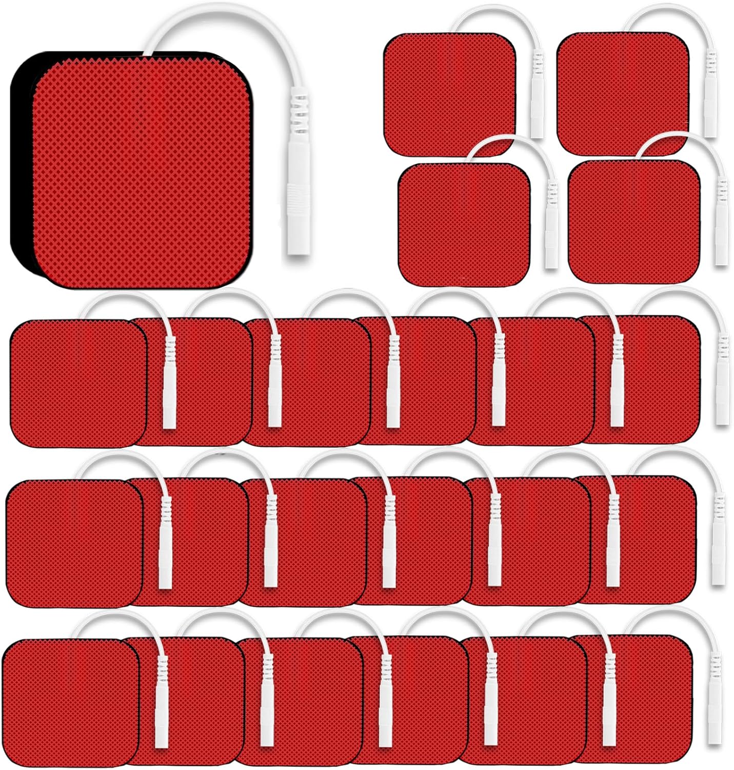 22 PCS 2X 2” Tens Unit Electrode Pads Compatible with Auvon Tens 7000 Muscle Stimulator Machine,Tens Unit Replacement Pads Reuse More Than 35-50 Times with Self Stick and Non-Irritating Designs -Red