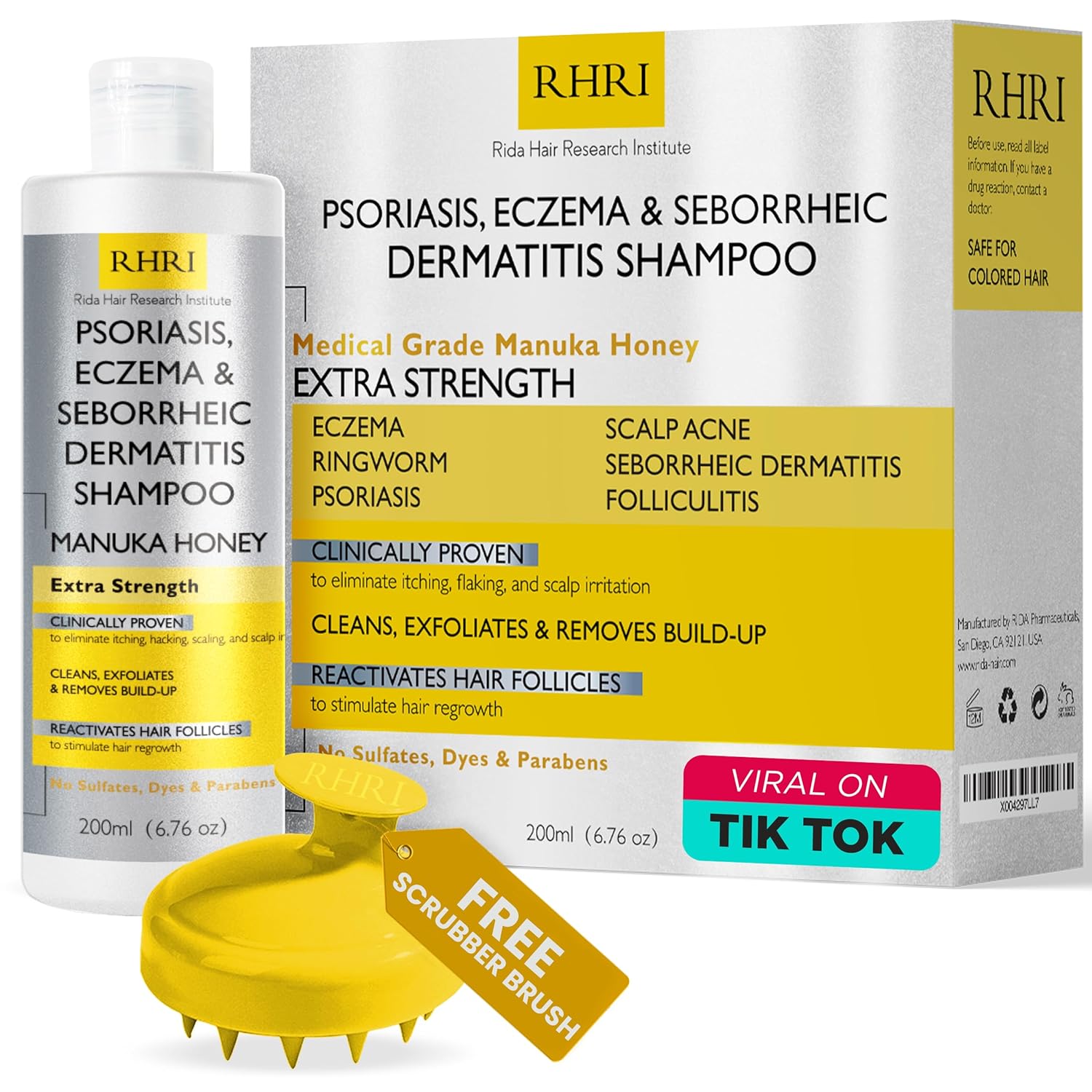 Psoriasis Shampoo for Men & Women with Manuka Honey | Best Itchy Scalp Treatment for Eczema, Seborrheic Dermatitis, Ringworm & Folliculitis Scalp Treatment