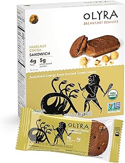 Olyra Organic Breakfast Biscuit Sandwiches | Hazelnut Cocoa | Kids Healthy Snacks, Low-Sugar, High Fiber | 4 Count (Pack of 1)
