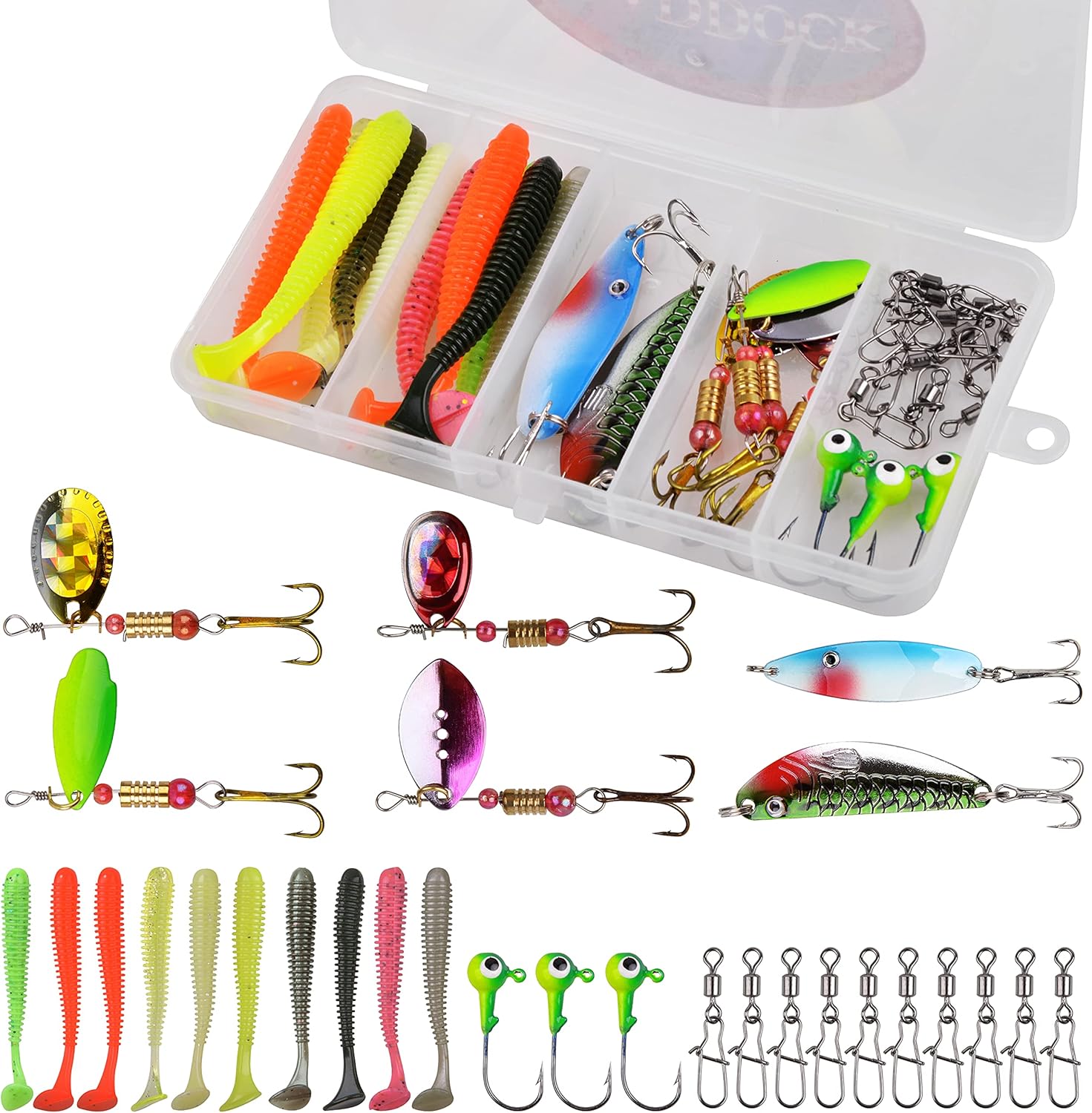 Fishing Lures Kit 29pcs Assorted Artificial Baits Set Including Hard Baits Soft Lures Jig Heads Swivel With Snaps Freshwater Saltwater Fishing Accessories